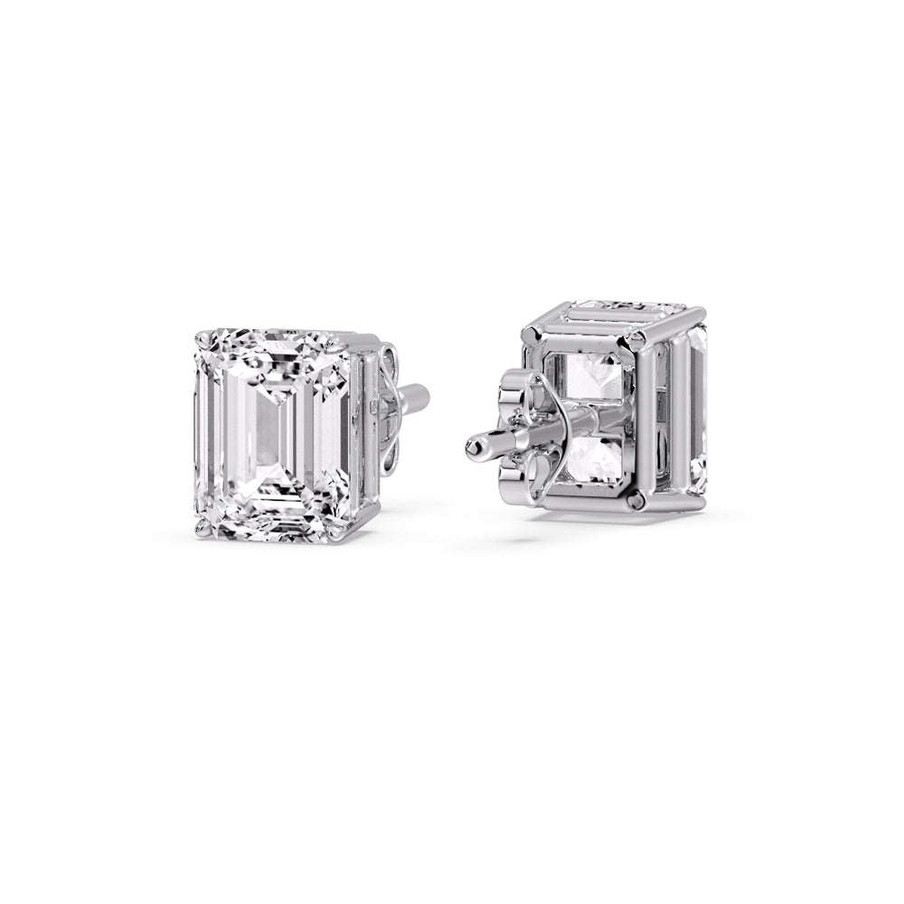 IGI Certified Emerald Cut Diamond Solitaire Stud Earrings