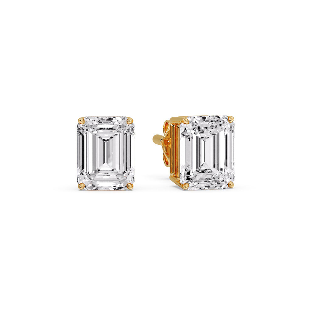 IGI Certified Emerald Cut Diamond Solitaire Stud Earrings