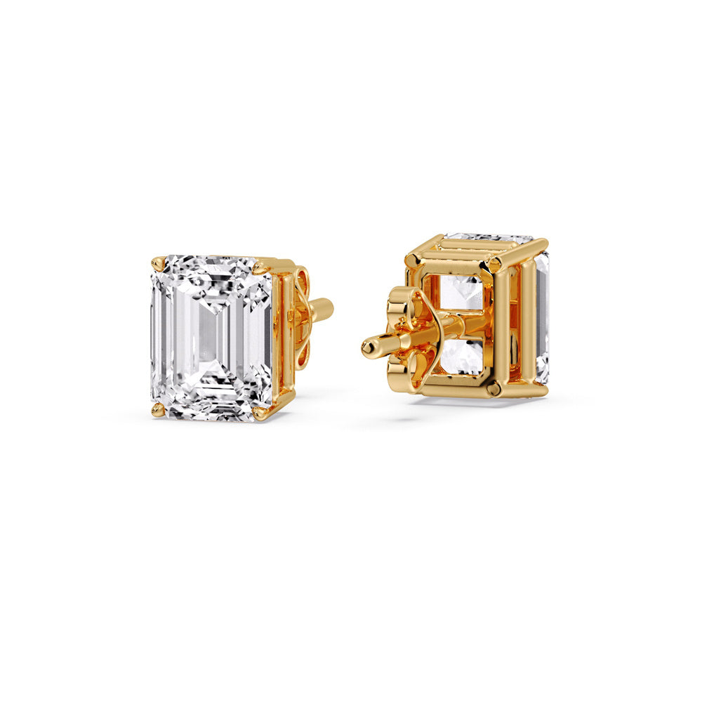 IGI Certified Emerald Cut Diamond Solitaire Stud Earrings