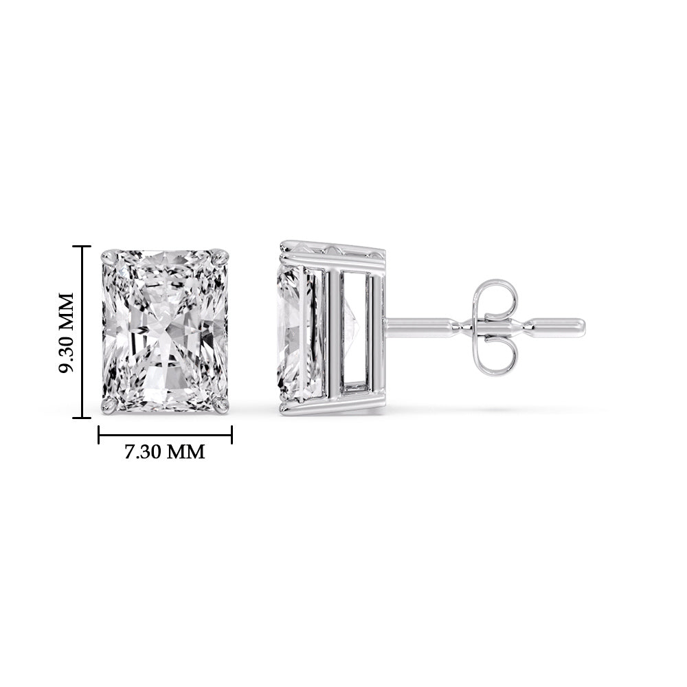 IGI Certified Basket Stud Earrings Set With Radiant Cut Diamonds