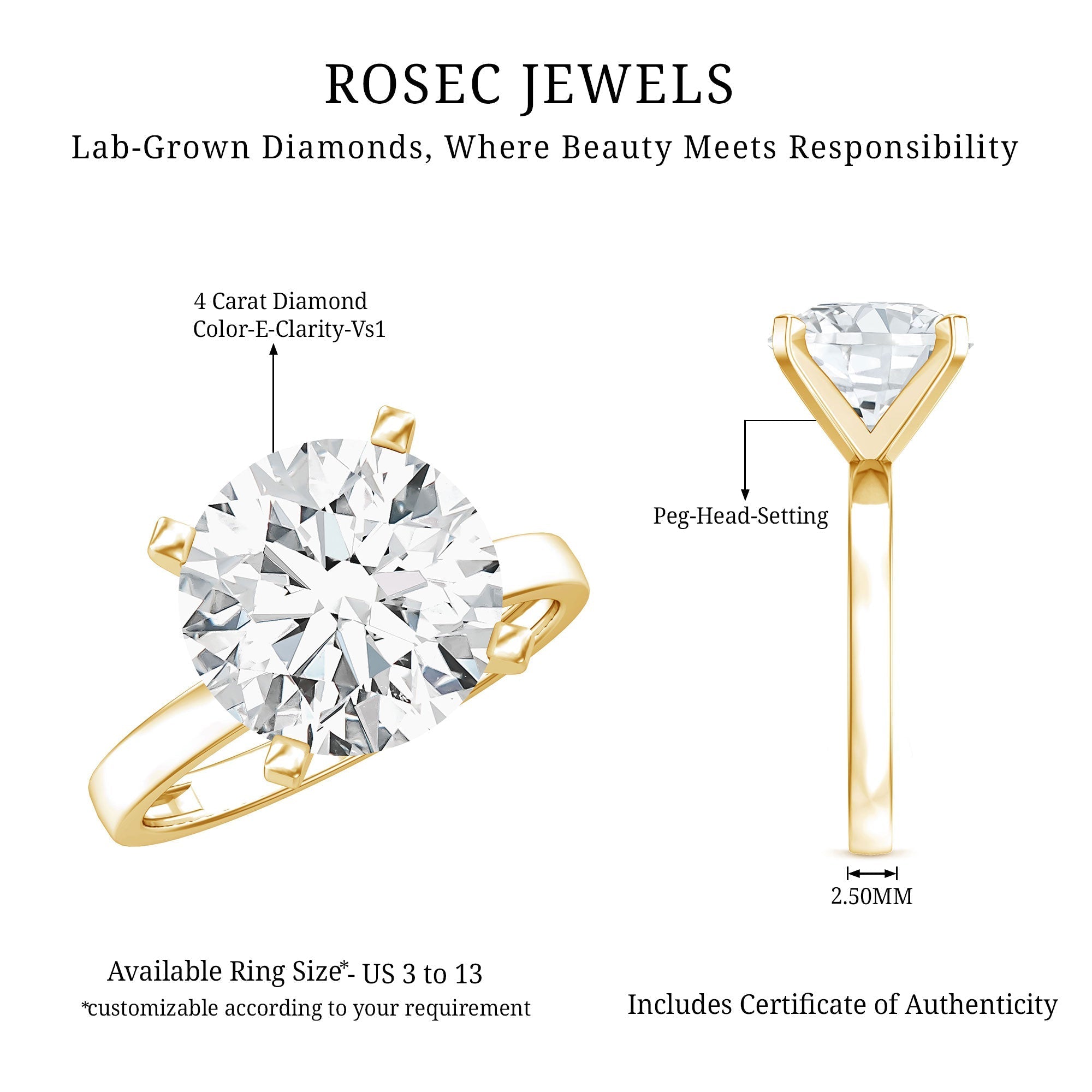 4 CT IGI Certified Lab Diamond Timeless Engagement Ring - Overture Gifts