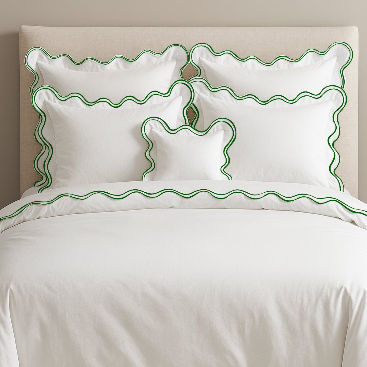 400TC Cotton Sateen Luxurious Double Scalloped Duvet Cover Set - Overture Gifts