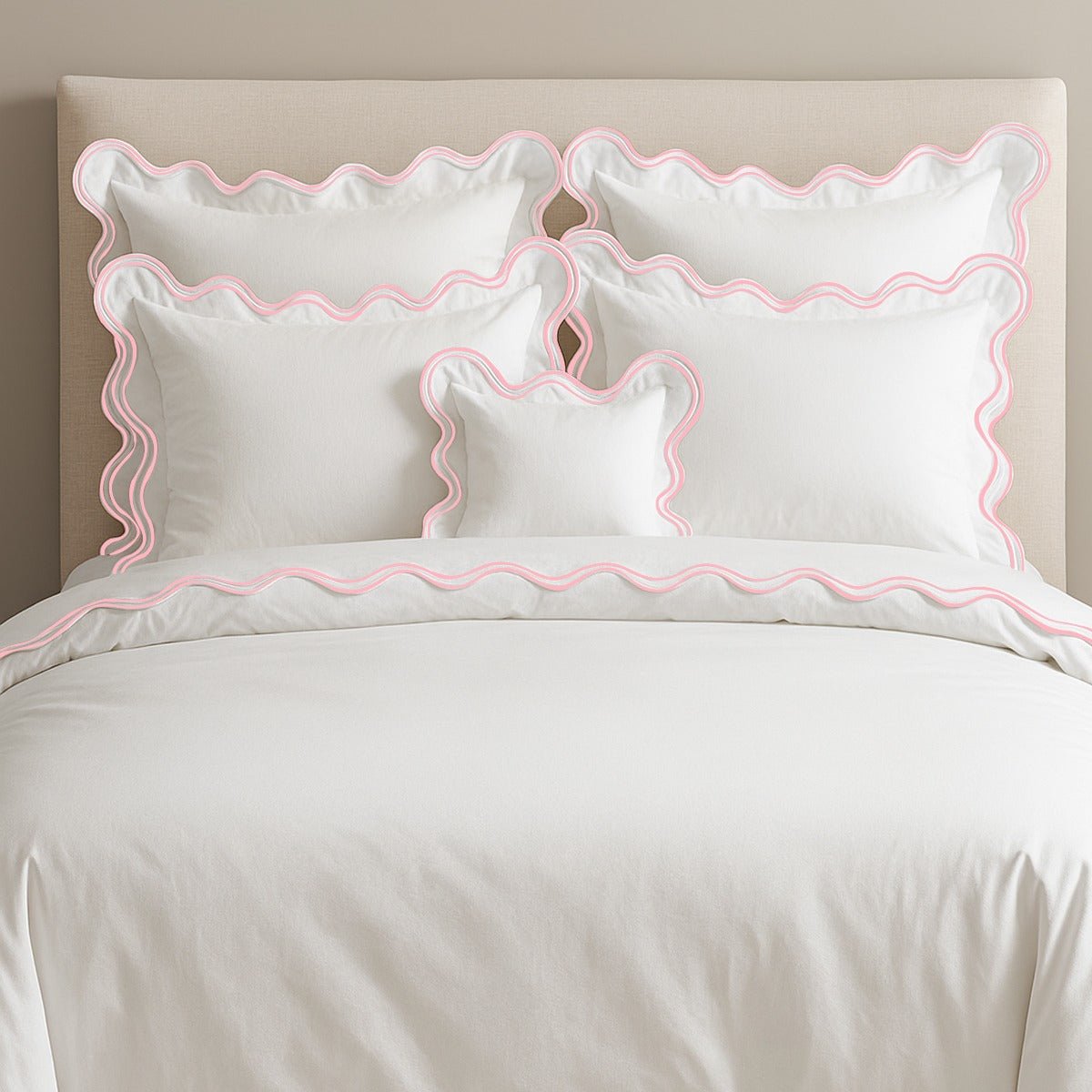 400TC Cotton Sateen Luxurious Double Scalloped Duvet Cover Set - Overture Gifts