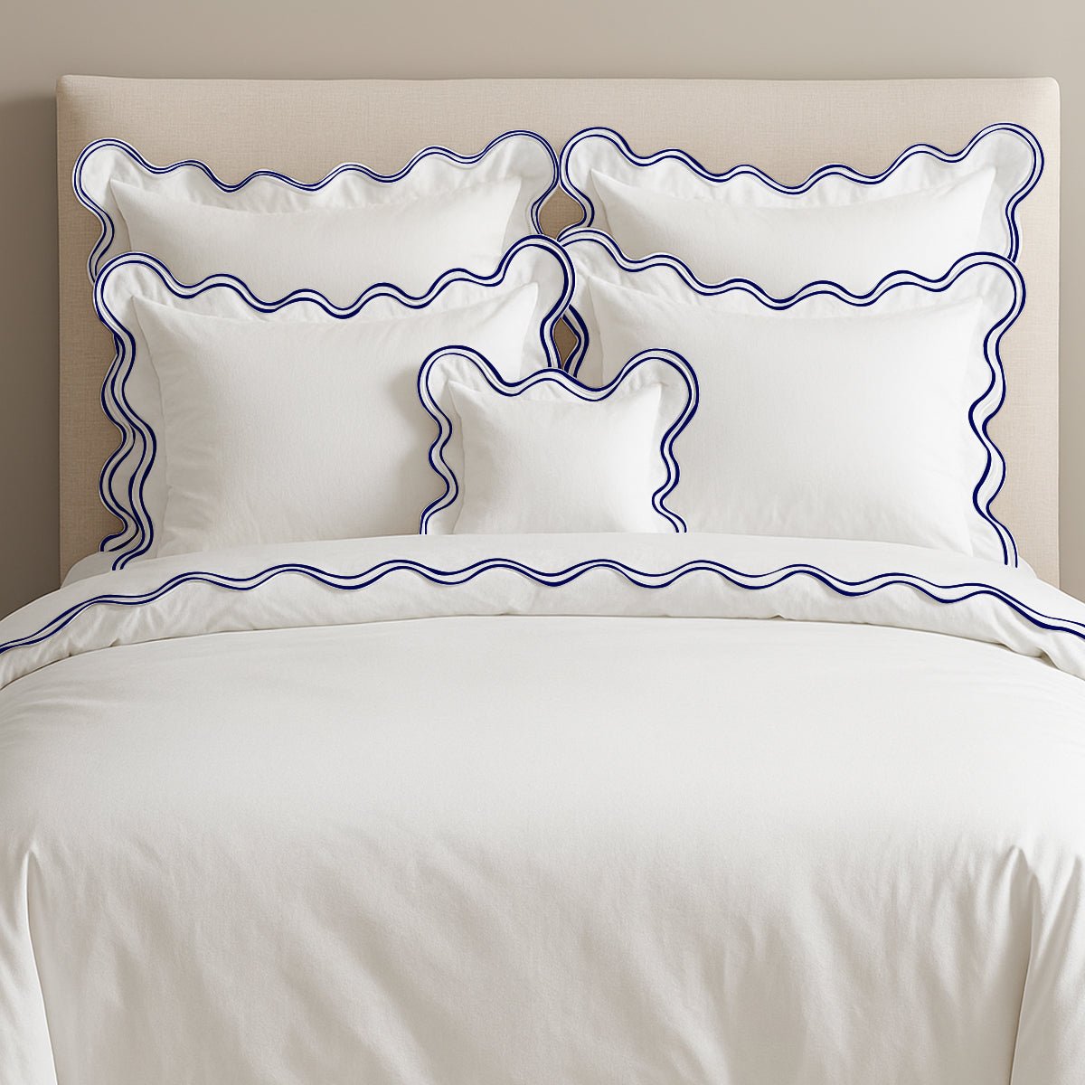 400TC Cotton Sateen Luxurious Double Scalloped Duvet Cover Set - Overture Gifts