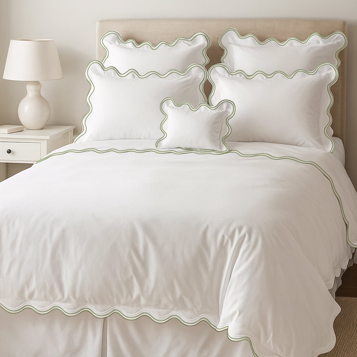 400TC Cotton Sateen Luxurious Double Scalloped Duvet Cover Set - Overture Gifts