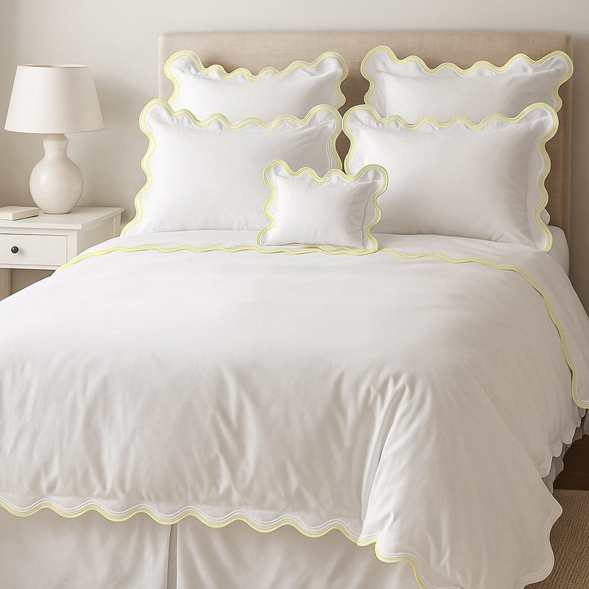 400TC Cotton Sateen Luxurious Double Scalloped Duvet Cover Set - Overture Gifts