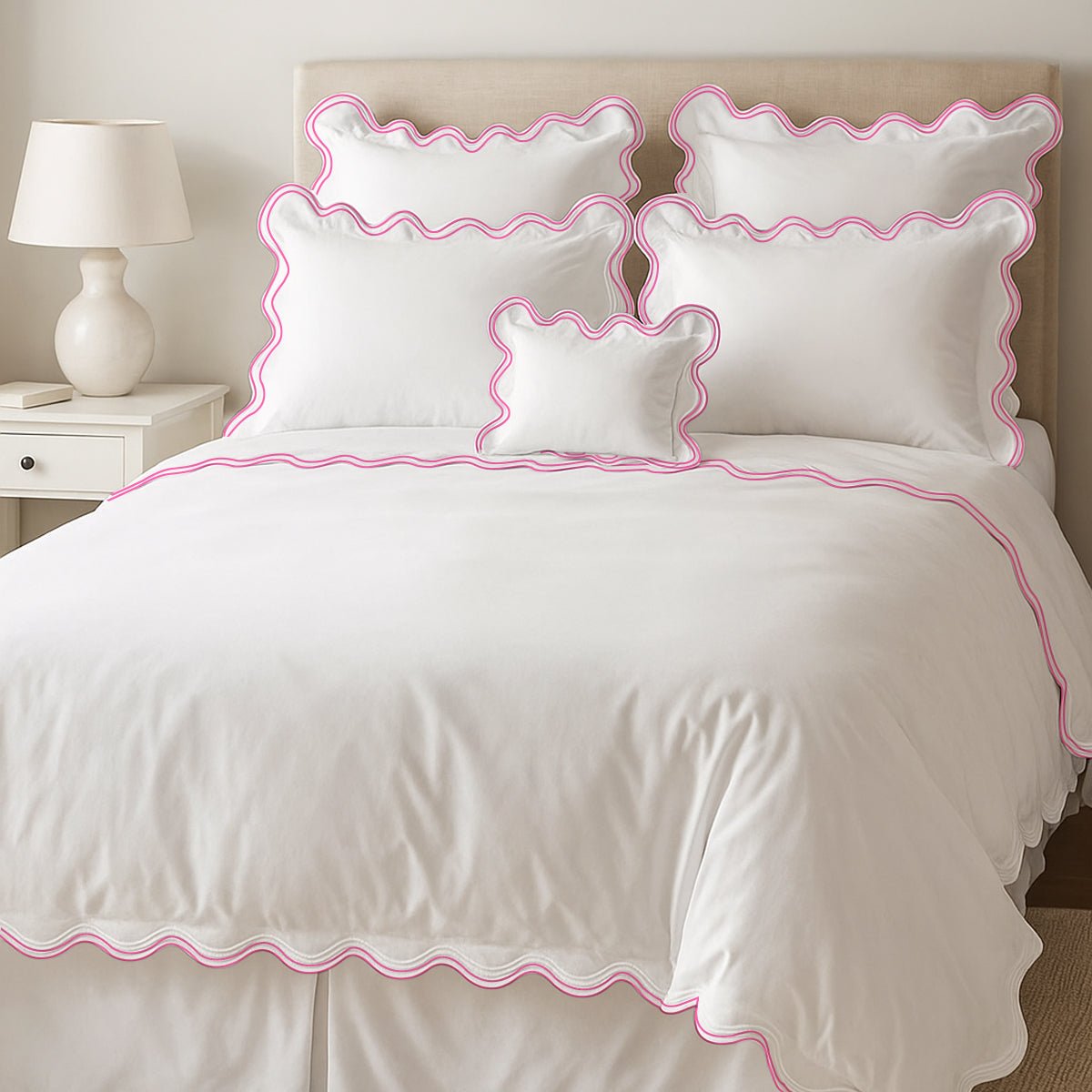 400TC Cotton Sateen Luxurious Double Scalloped Duvet Cover Set - Overture Gifts