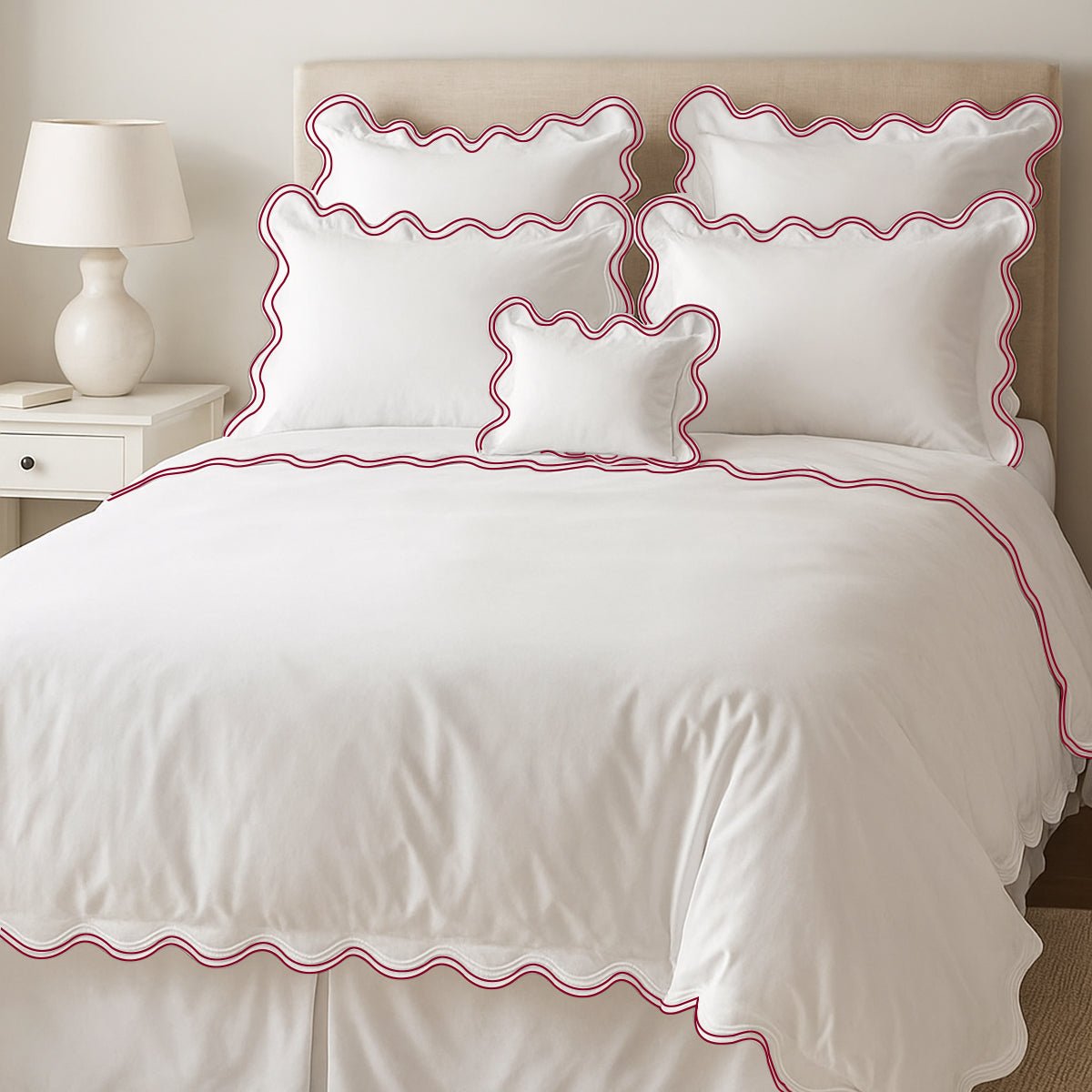 400TC Cotton Sateen Luxurious Double Scalloped Duvet Cover Set - Overture Gifts