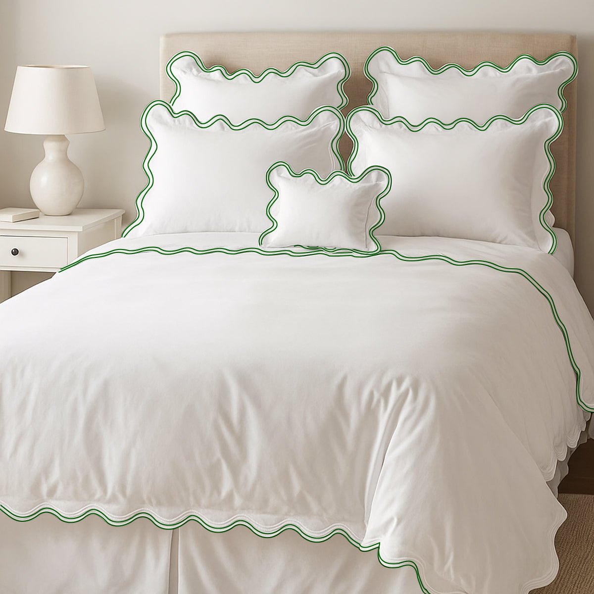 400TC Cotton Sateen Luxurious Double Scalloped Duvet Cover Set - Overture Gifts