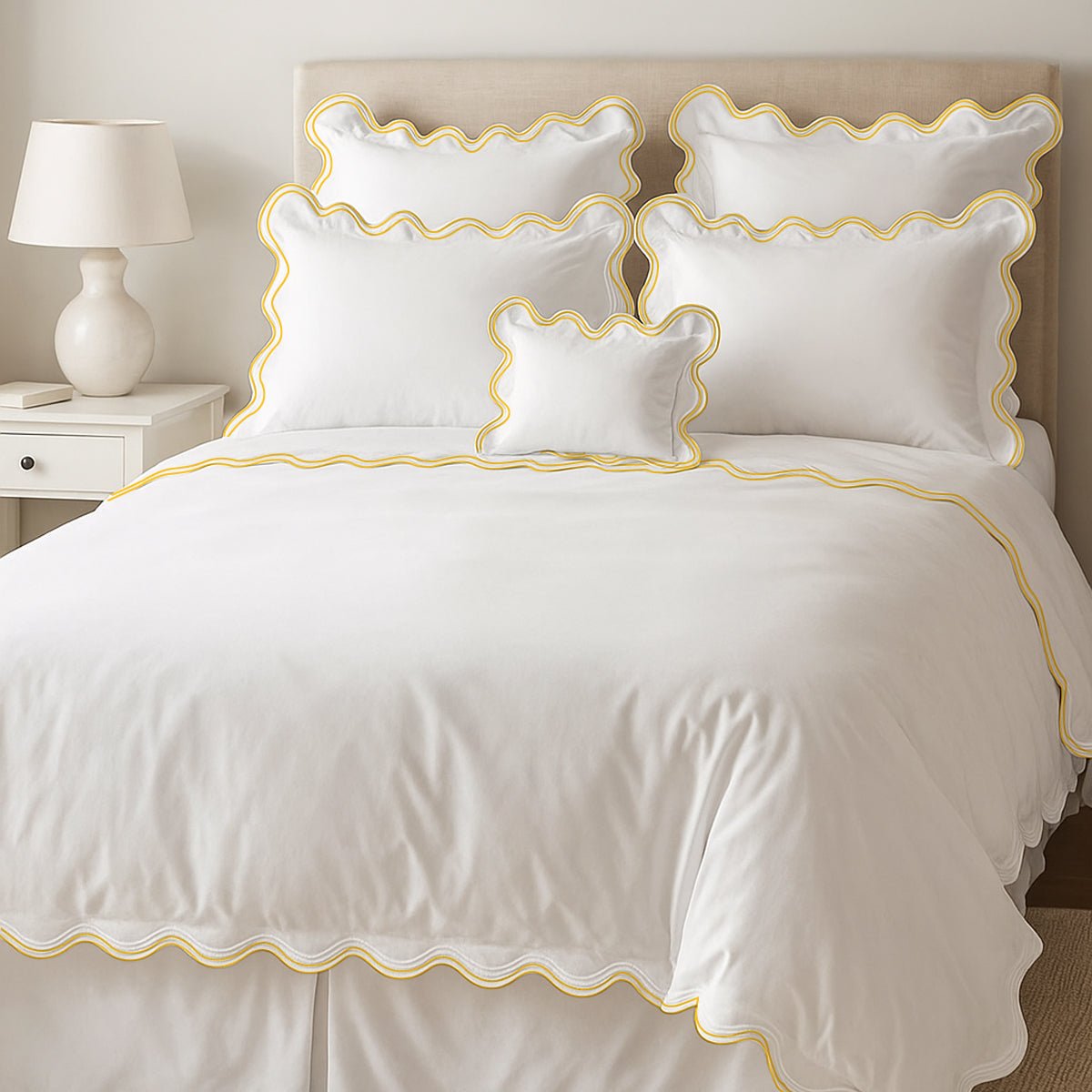400TC Cotton Sateen Luxurious Double Scalloped Duvet Cover Set - Overture Gifts