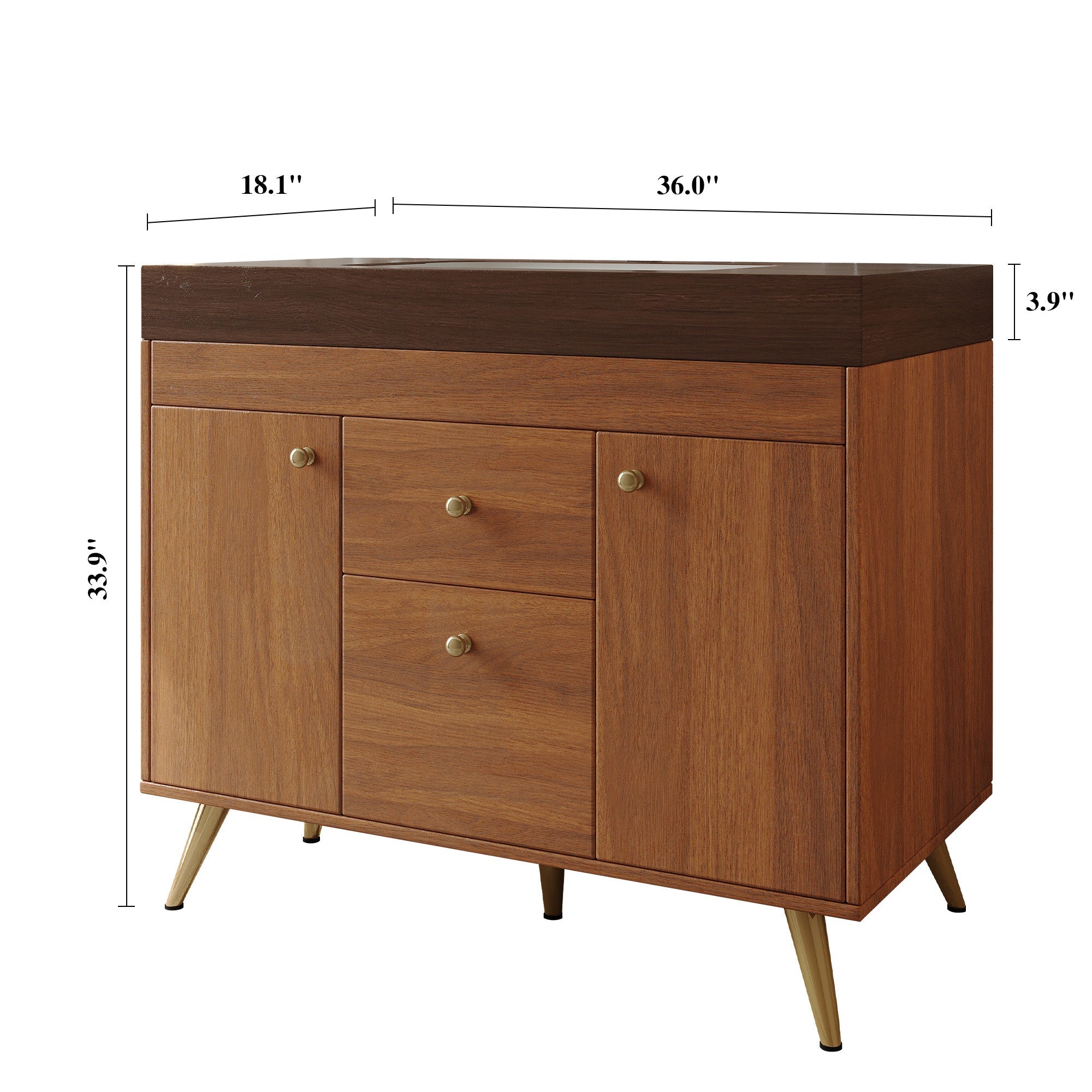 36" Modern Freestanding Bathroom Vanity with Sintered Stone Top