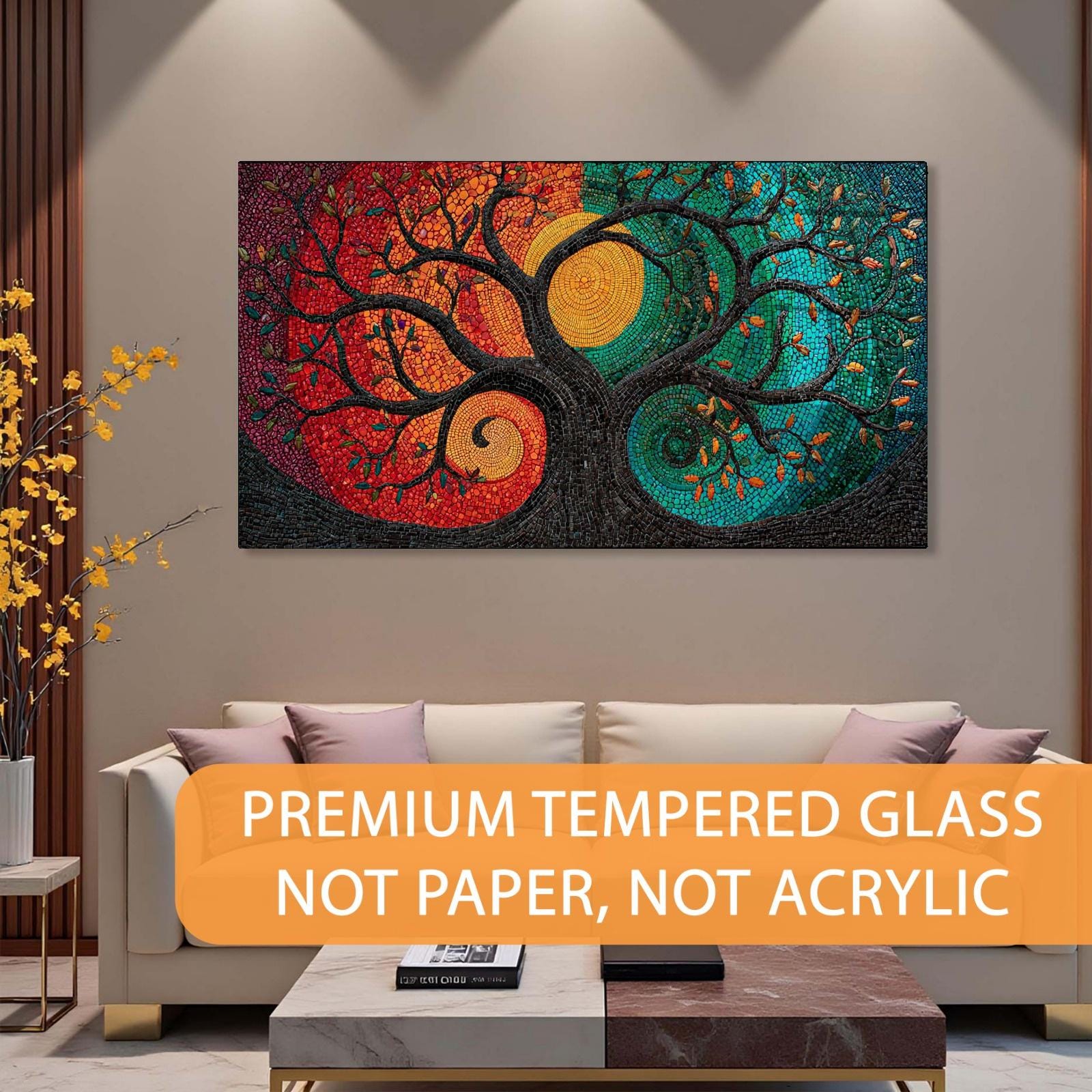 Tree of Life Tempered Glass Wall Art | Spiritual Decor