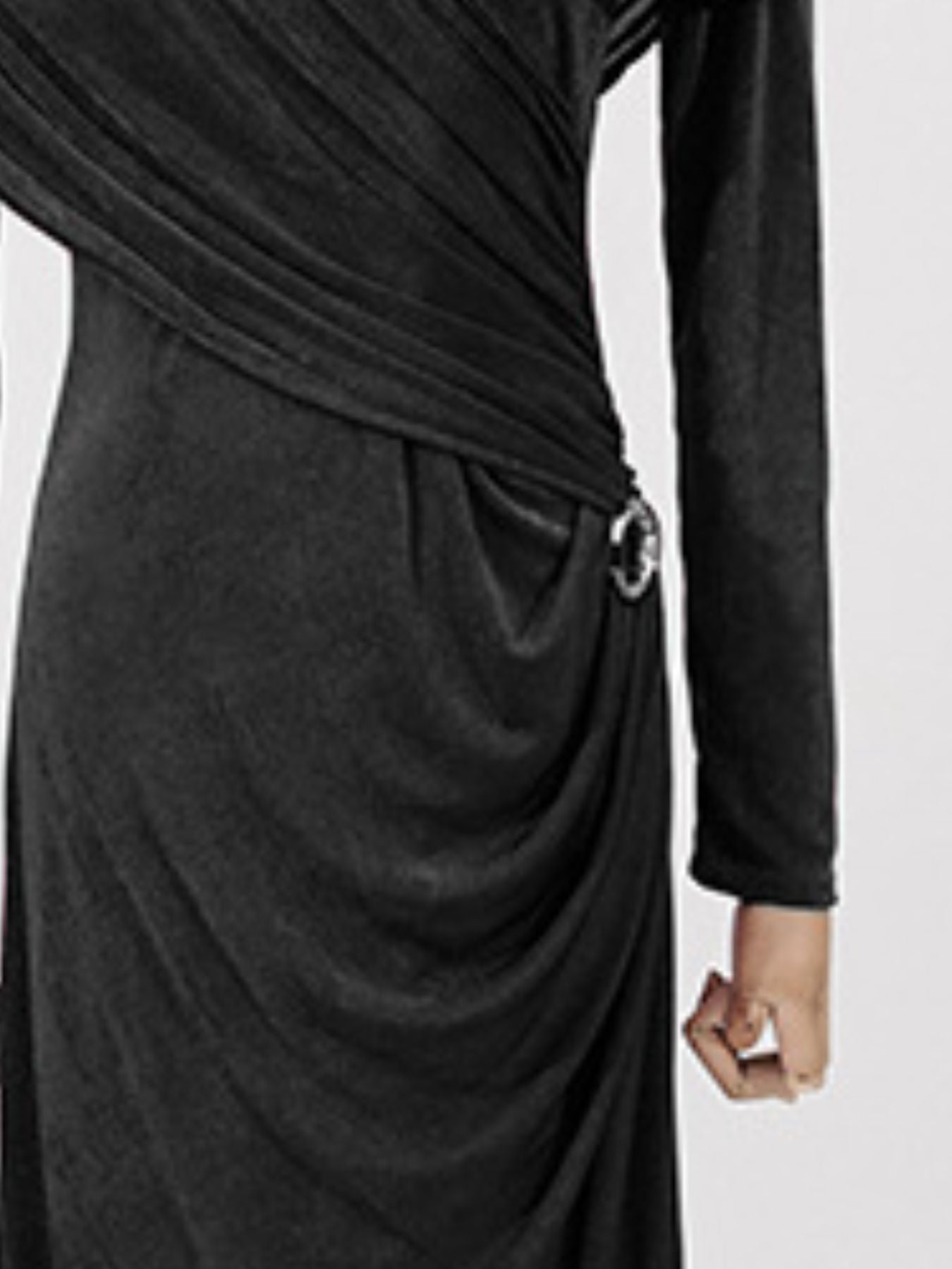 Ruched Draped Long Sleeve Maxi Dress