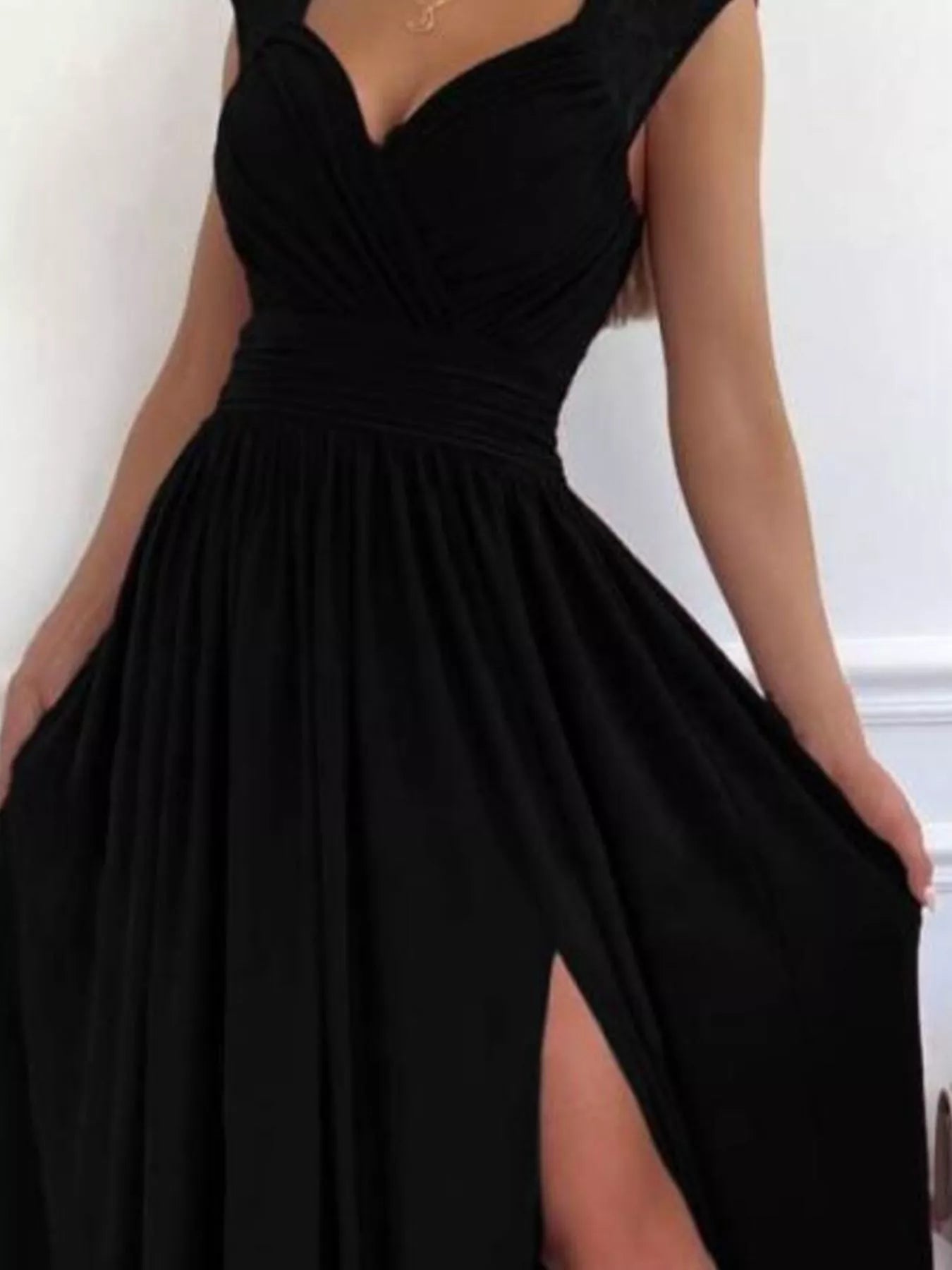 High Slit Lace Detail Maxi Dress