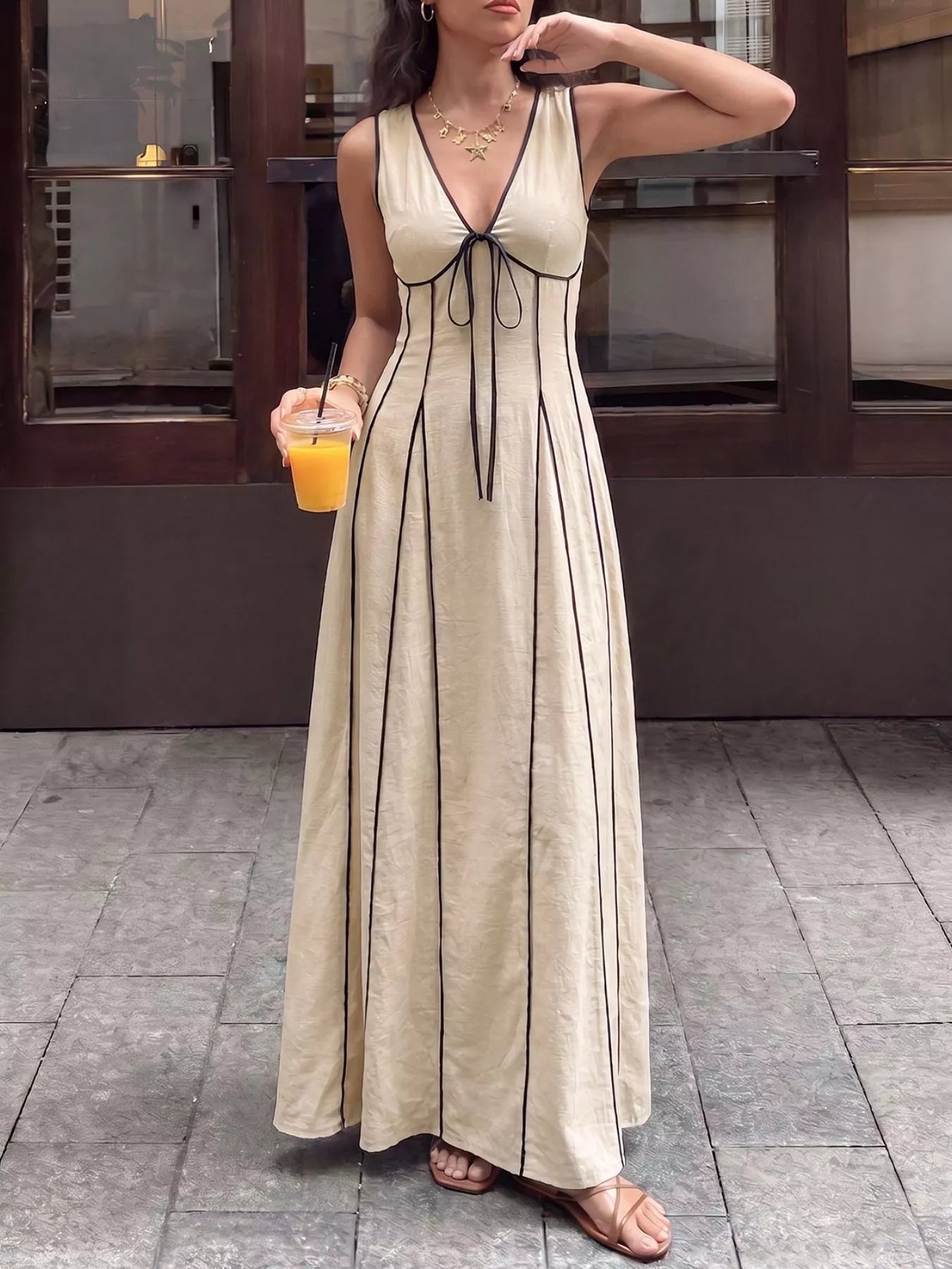 V-Neck Sleeveless Maxi Dress