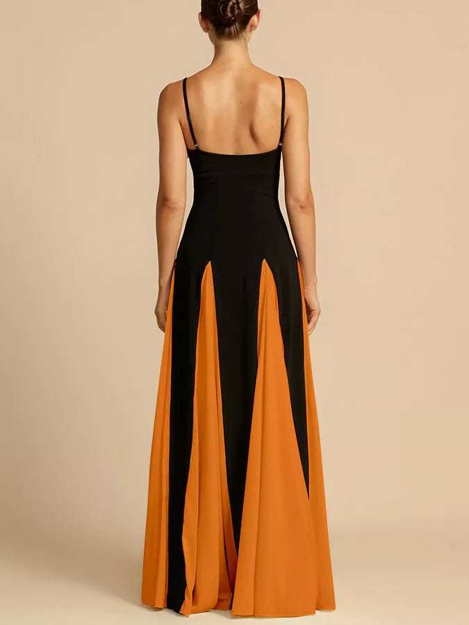 Two-Tone Flowing Maxi Dress