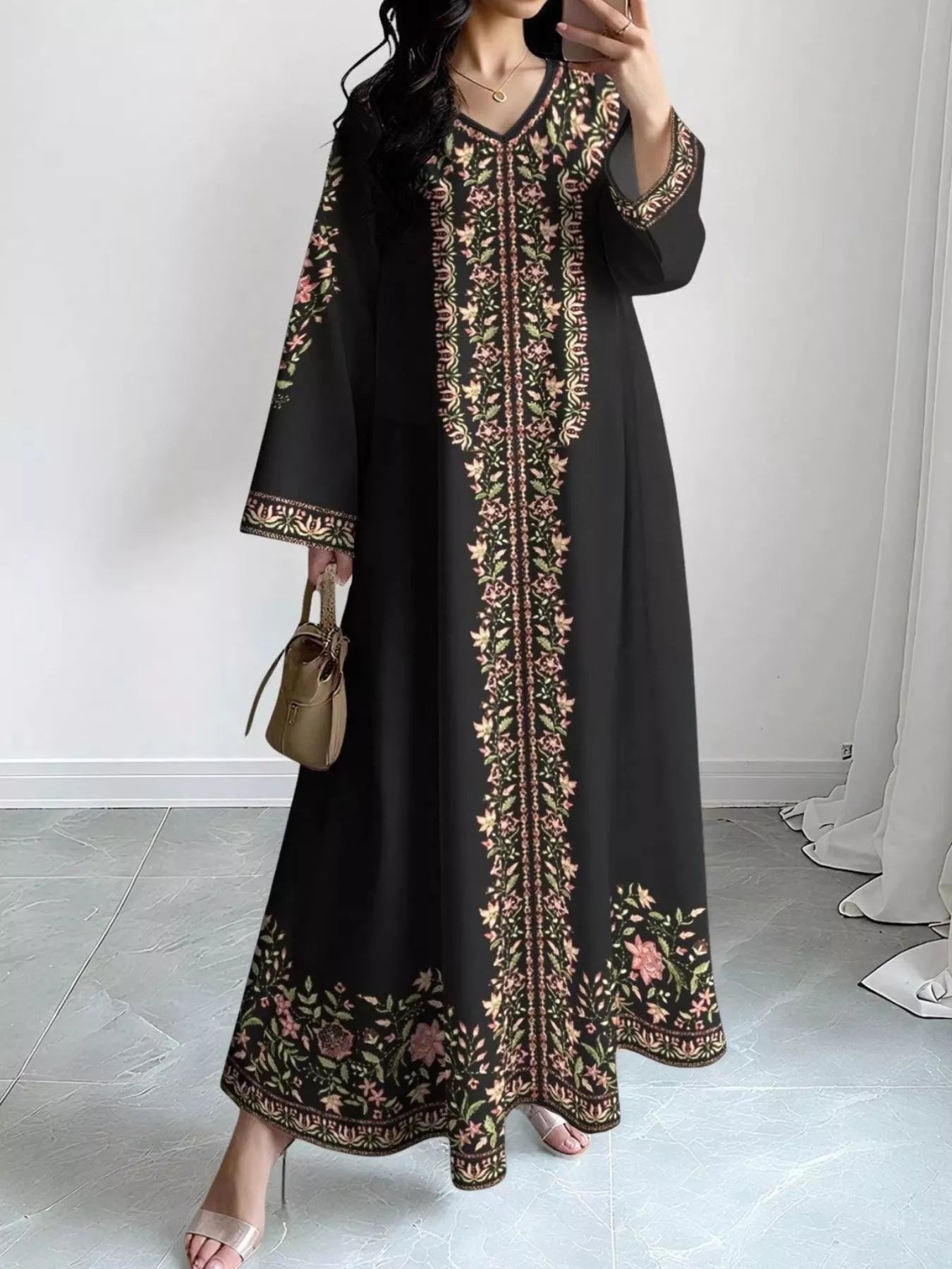 Floral Long Sleeve Maxi Dress