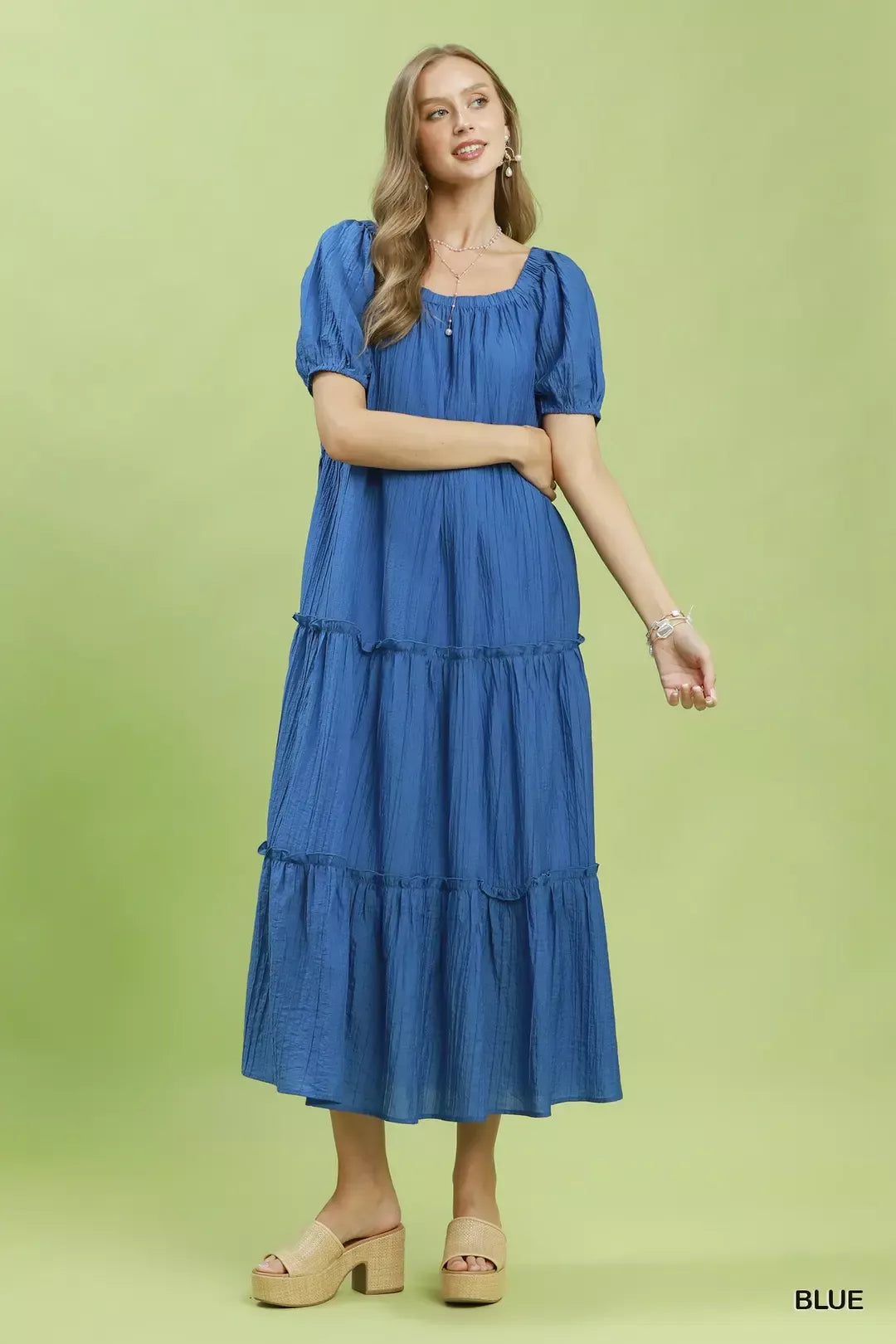 Umgee Textured Tiered Midi Dress