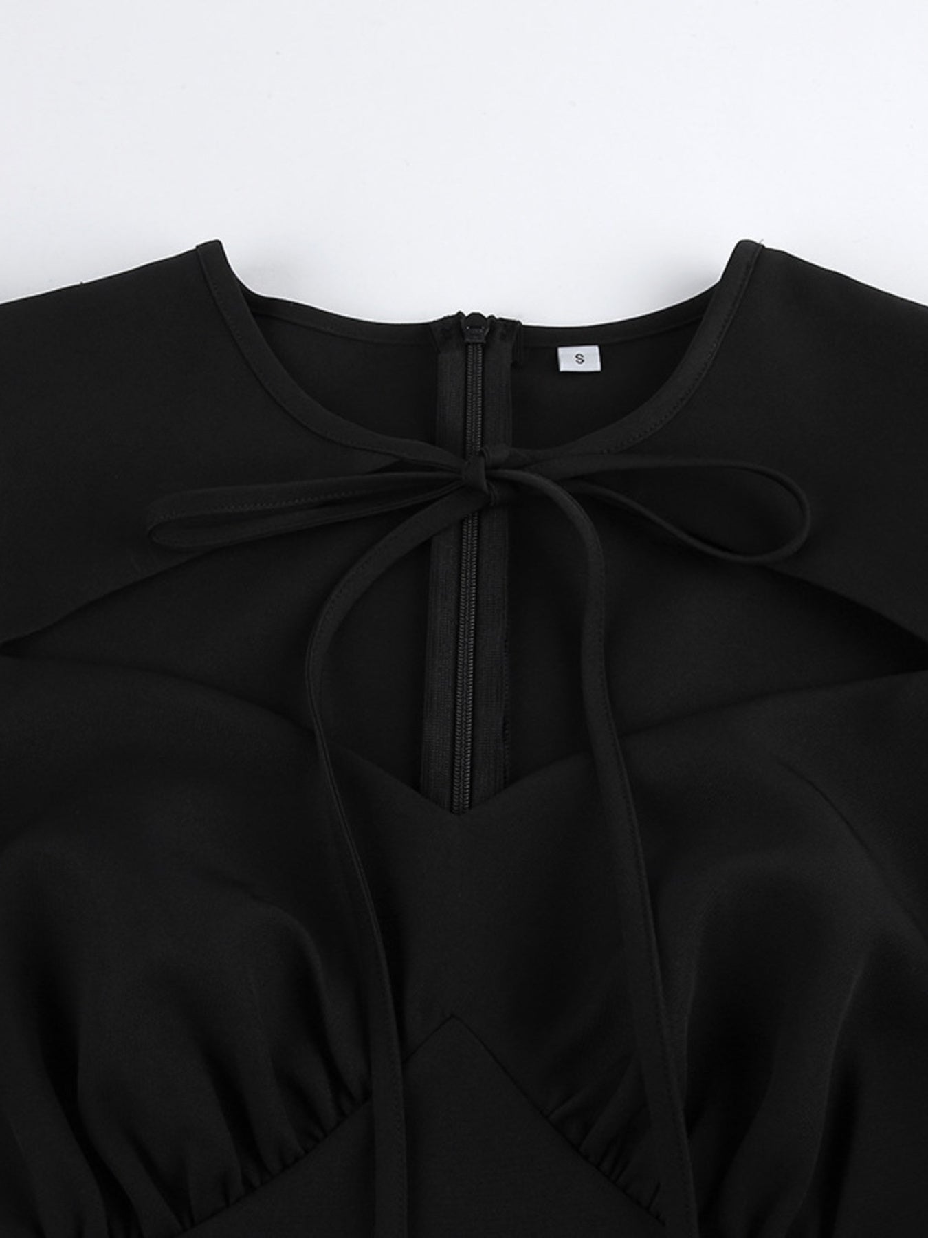 Cutout Front Puff Sleeve Dress