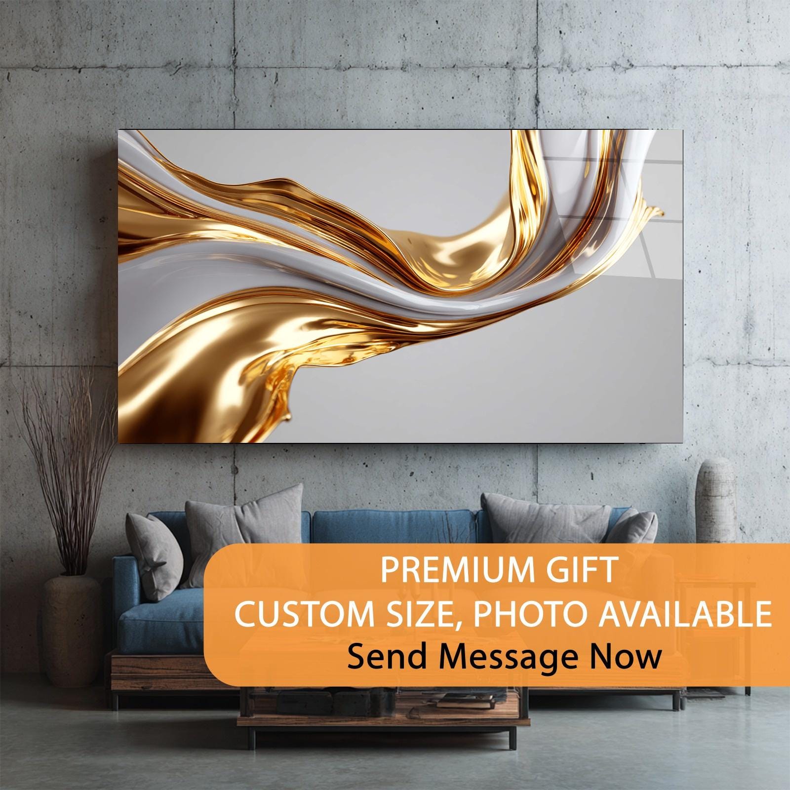 Gold & Ivory Abstract Glass Wall Art | Modern Luxury Decor