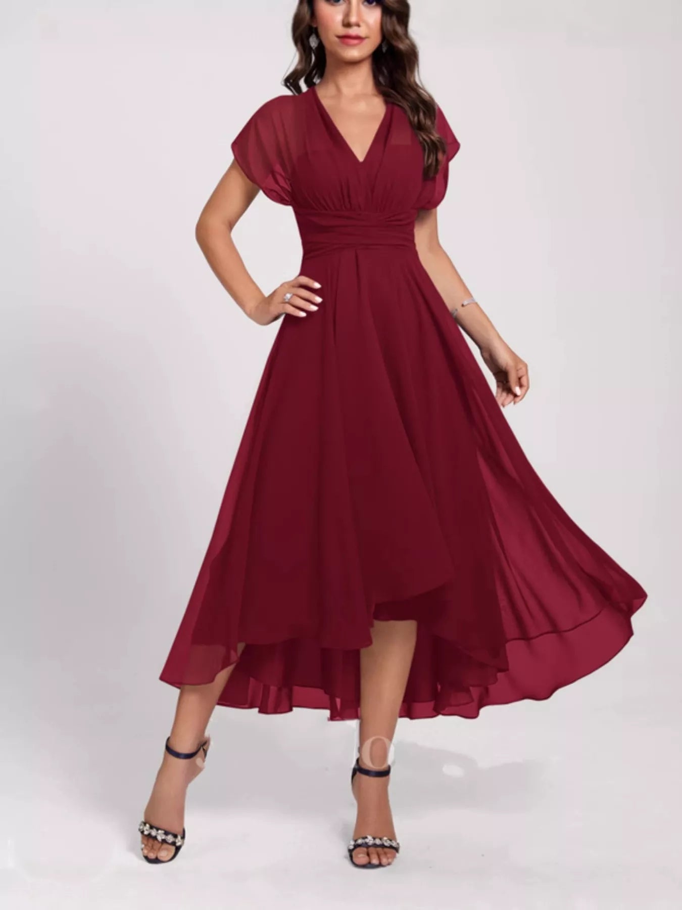 Ruched A-Line Midi Dress