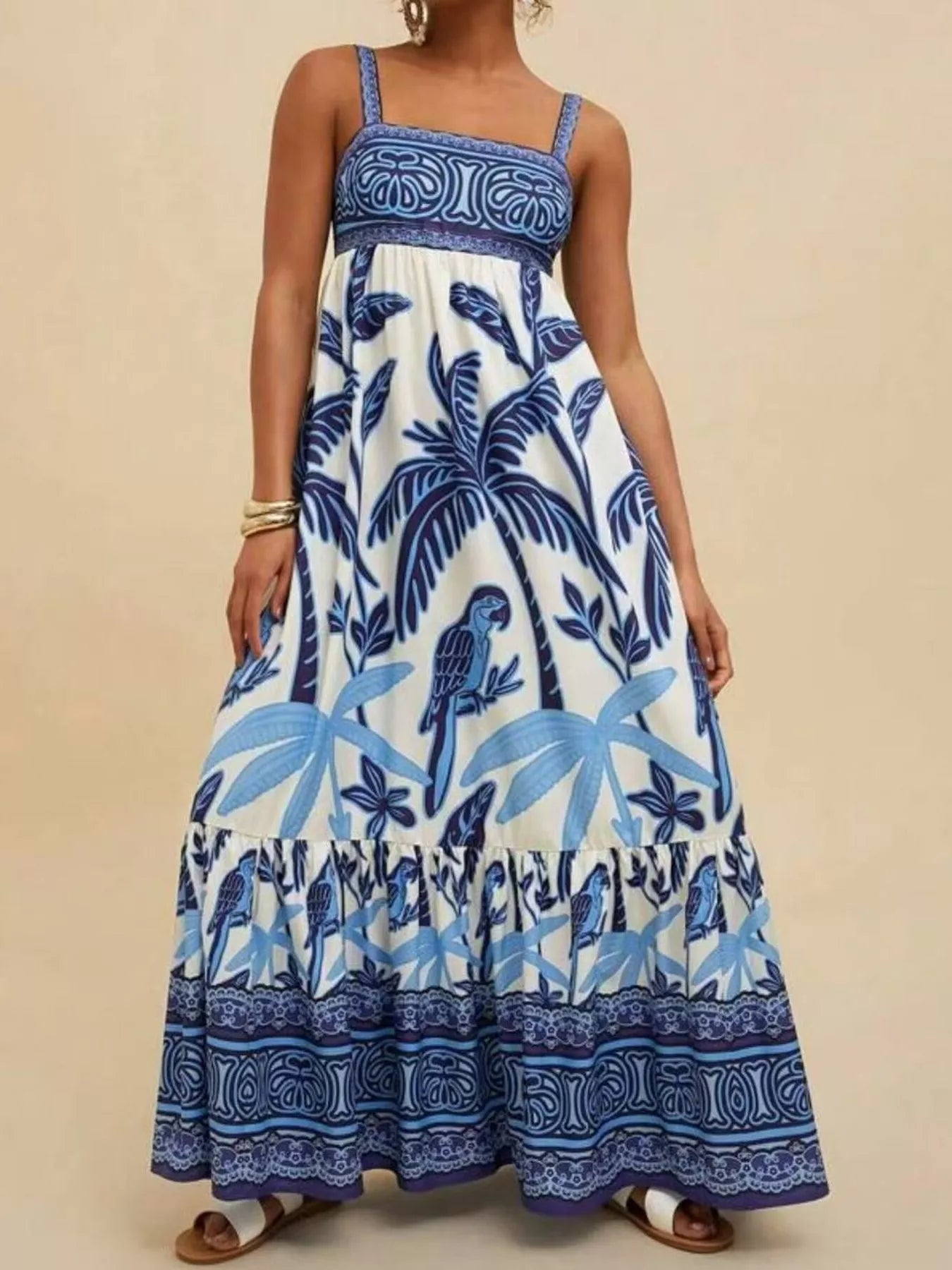 Printed Square Neck Maxi Dress