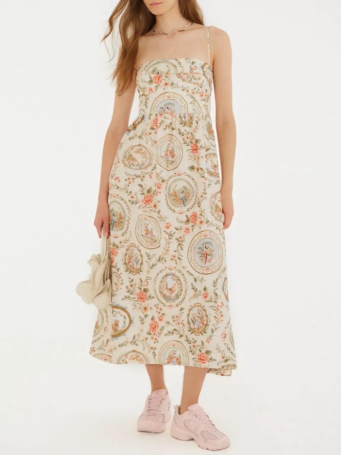 Floral Print Spaghetti Strap Midi Dress