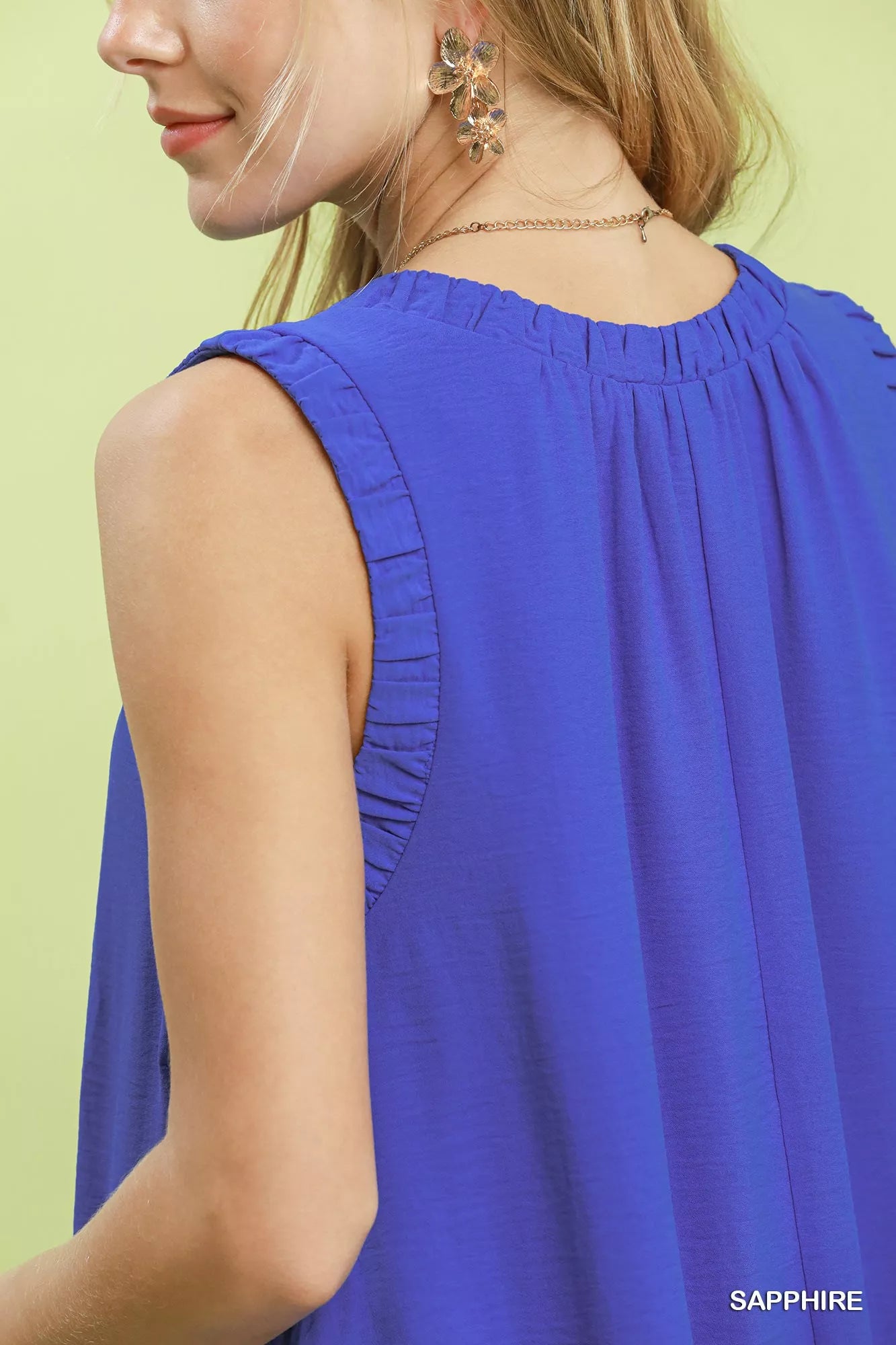 Umgee Sleeveless Ruffle Trim Drop Waist Mini Dress
