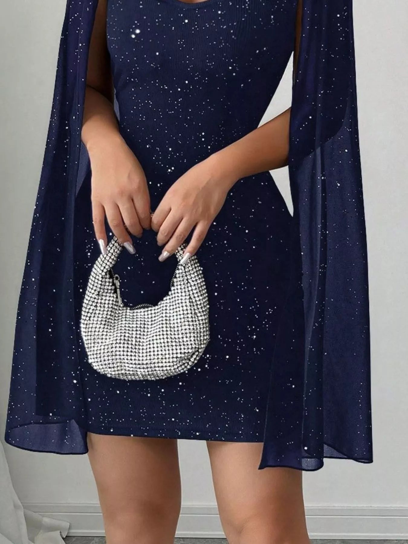 Cutout Bodycon Mini Dress with Cape Sleeves