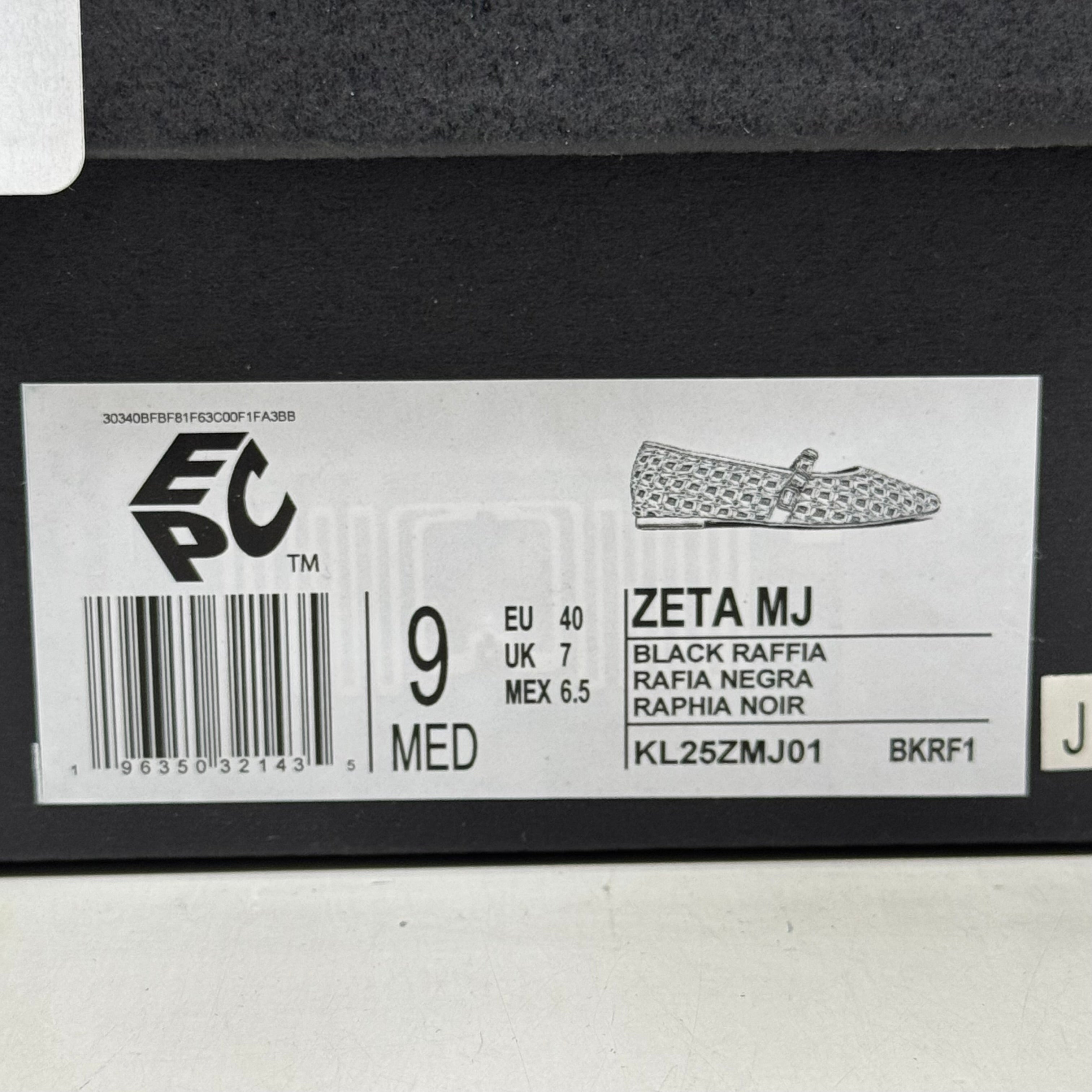 KENNETH COLE New York Zeta Raffia Jewel Jane Flat Women's Sz 9 Black KL25ZMJ01
