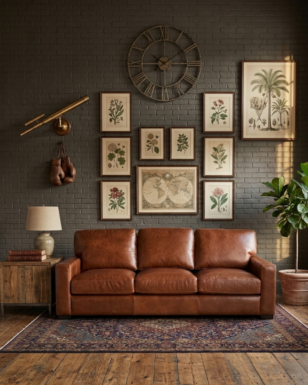 Claudette Top Grain Leather Sofa - Chestnut