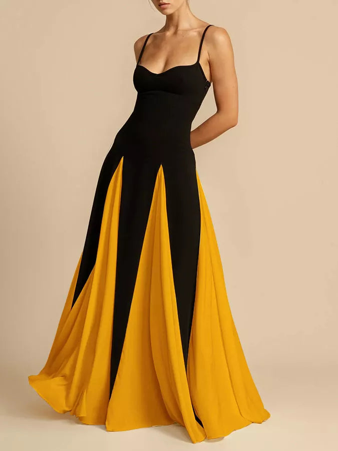 Two-Tone Flowing Maxi Dress
