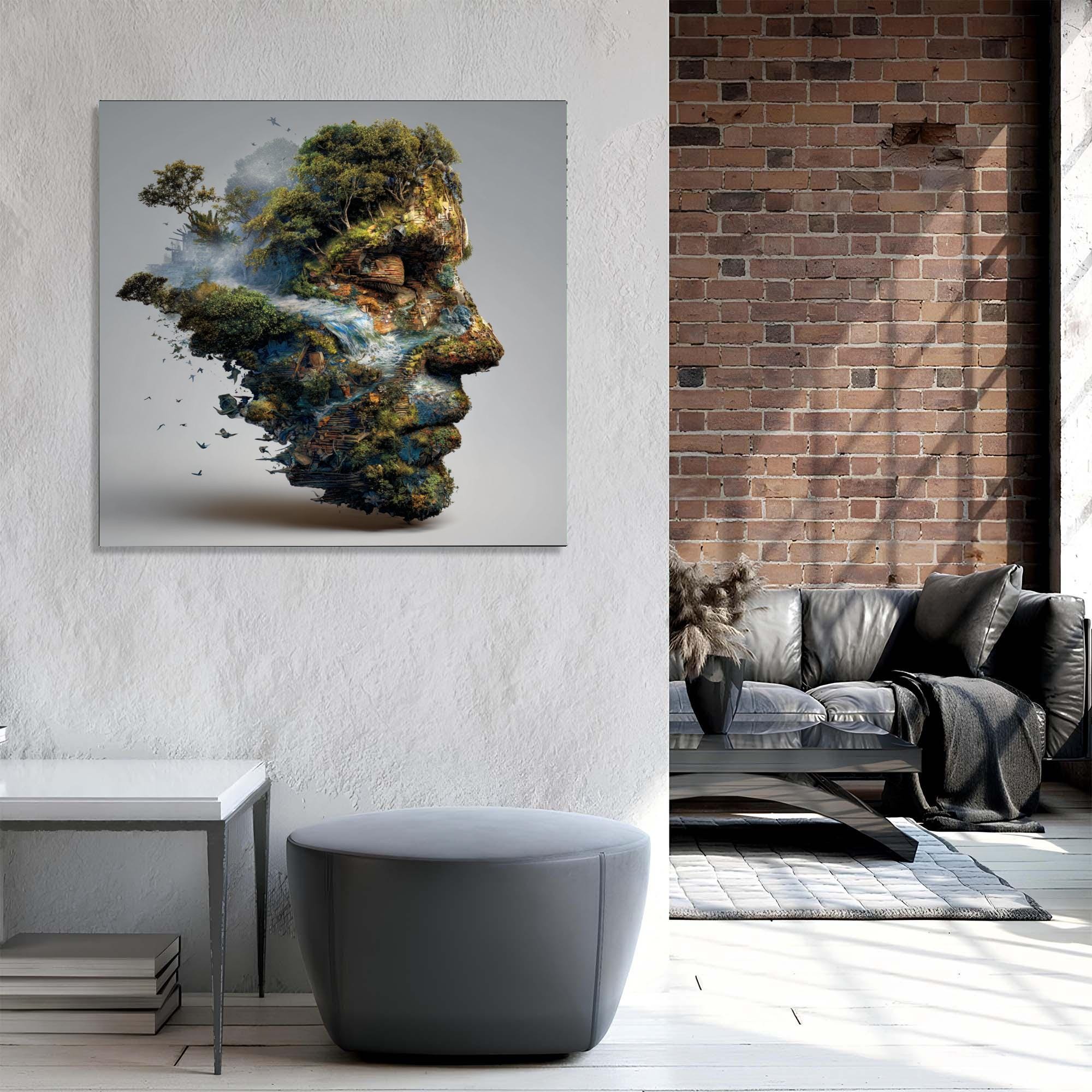 Nature Face Tempered Glass Wall Art | Eco-Inspired Portrait Decor