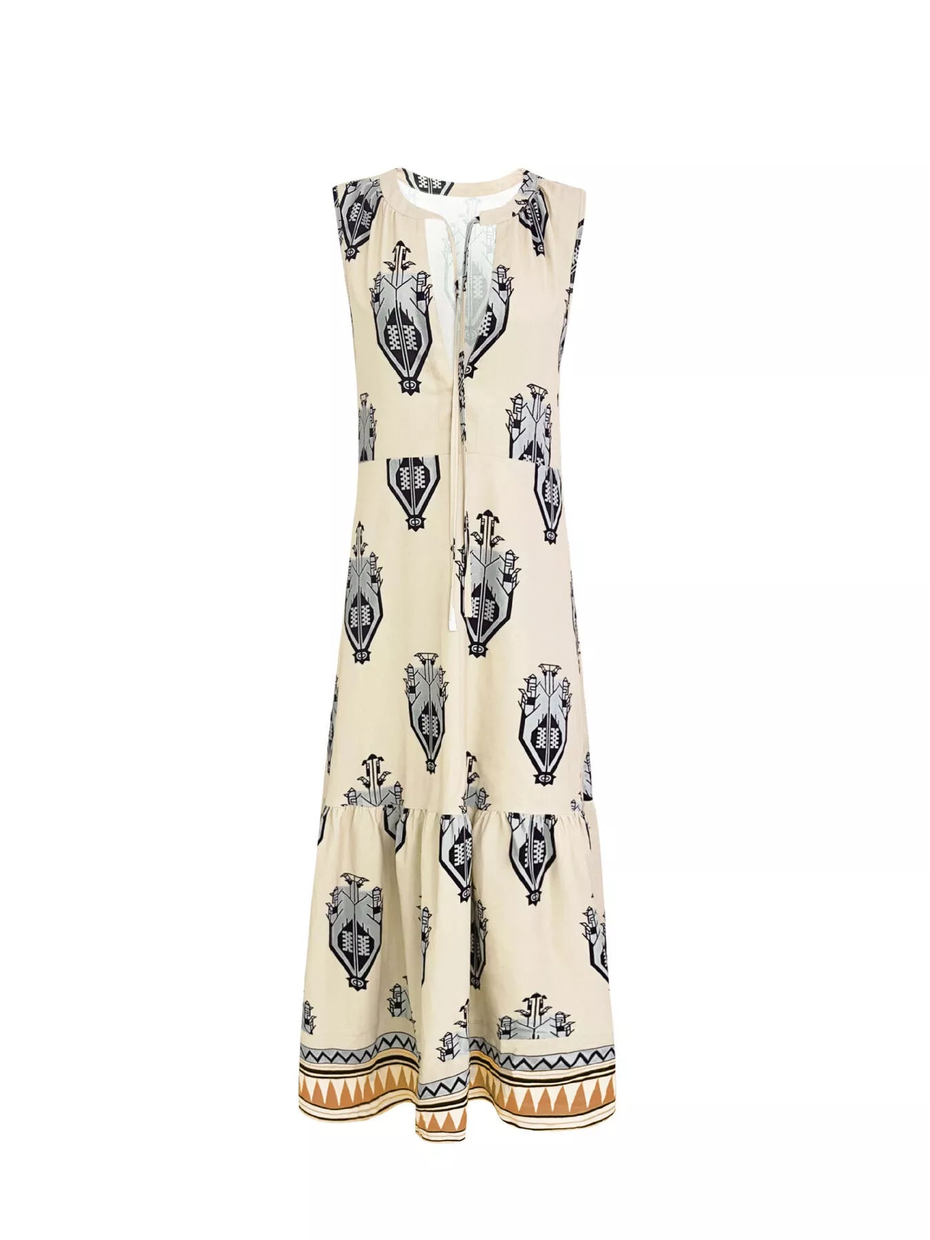 Printed Sleeveless Maxi Dress