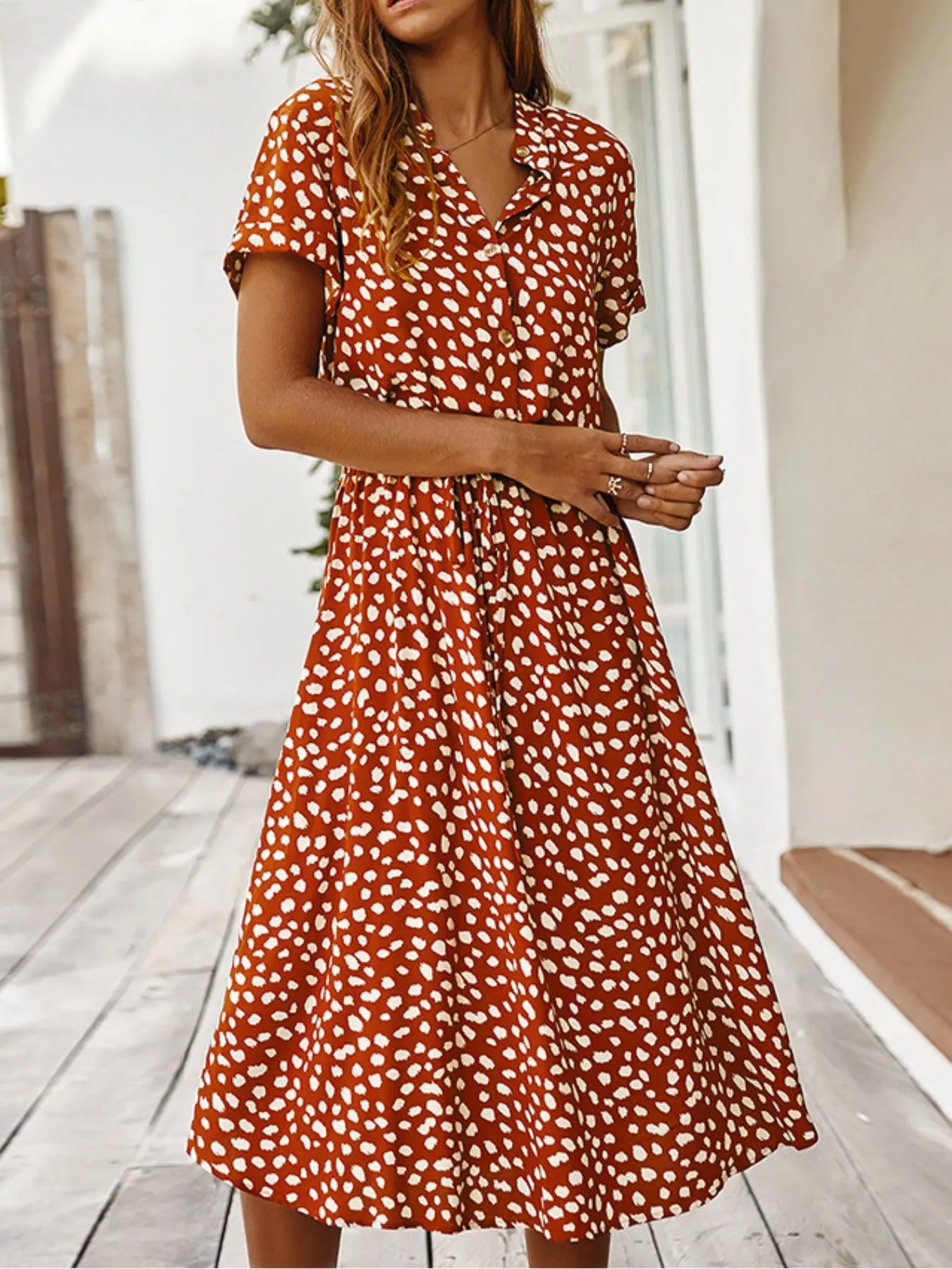 Animal Print Short Sleeve Dress