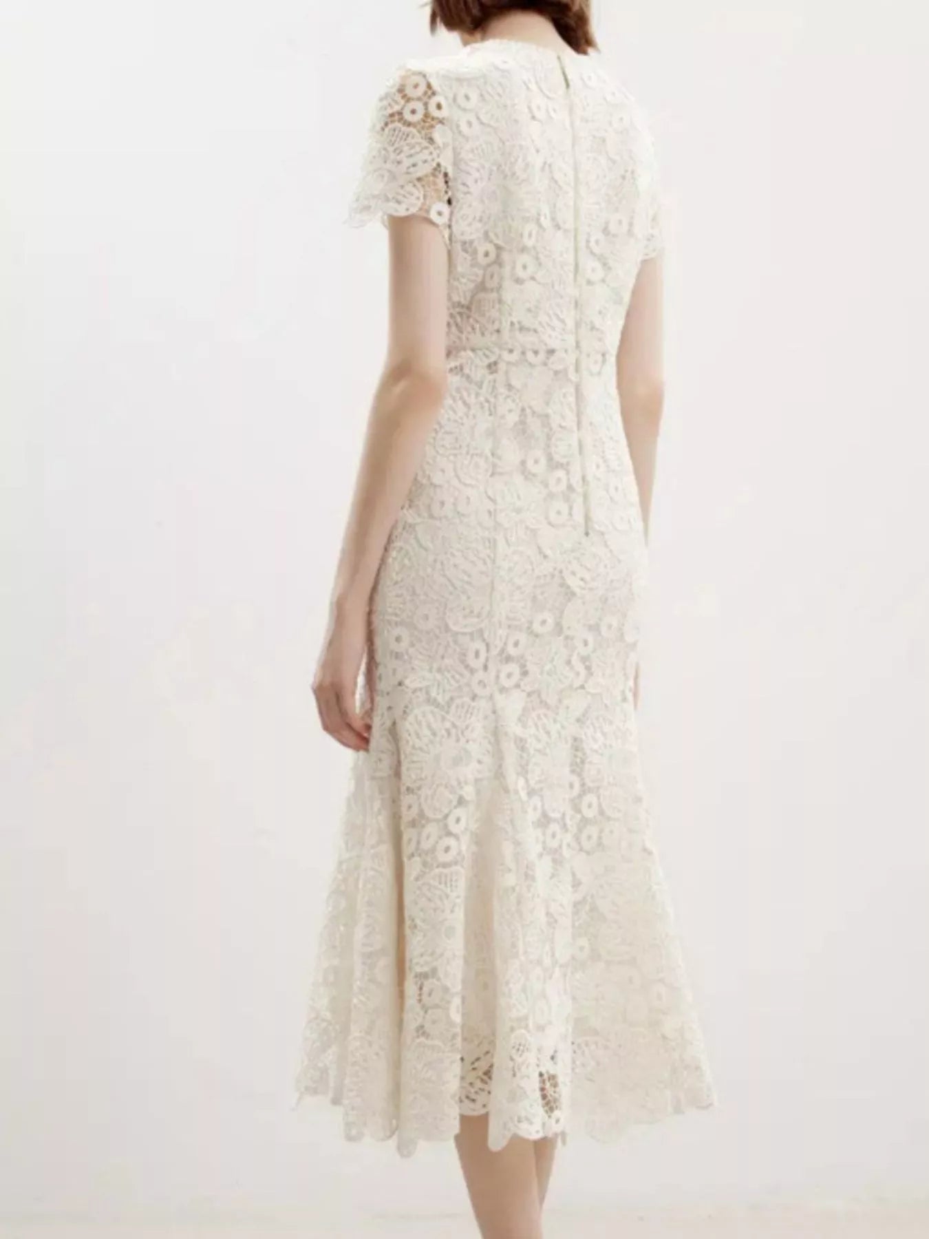 Lace Short Sleeve Mermaid Dress