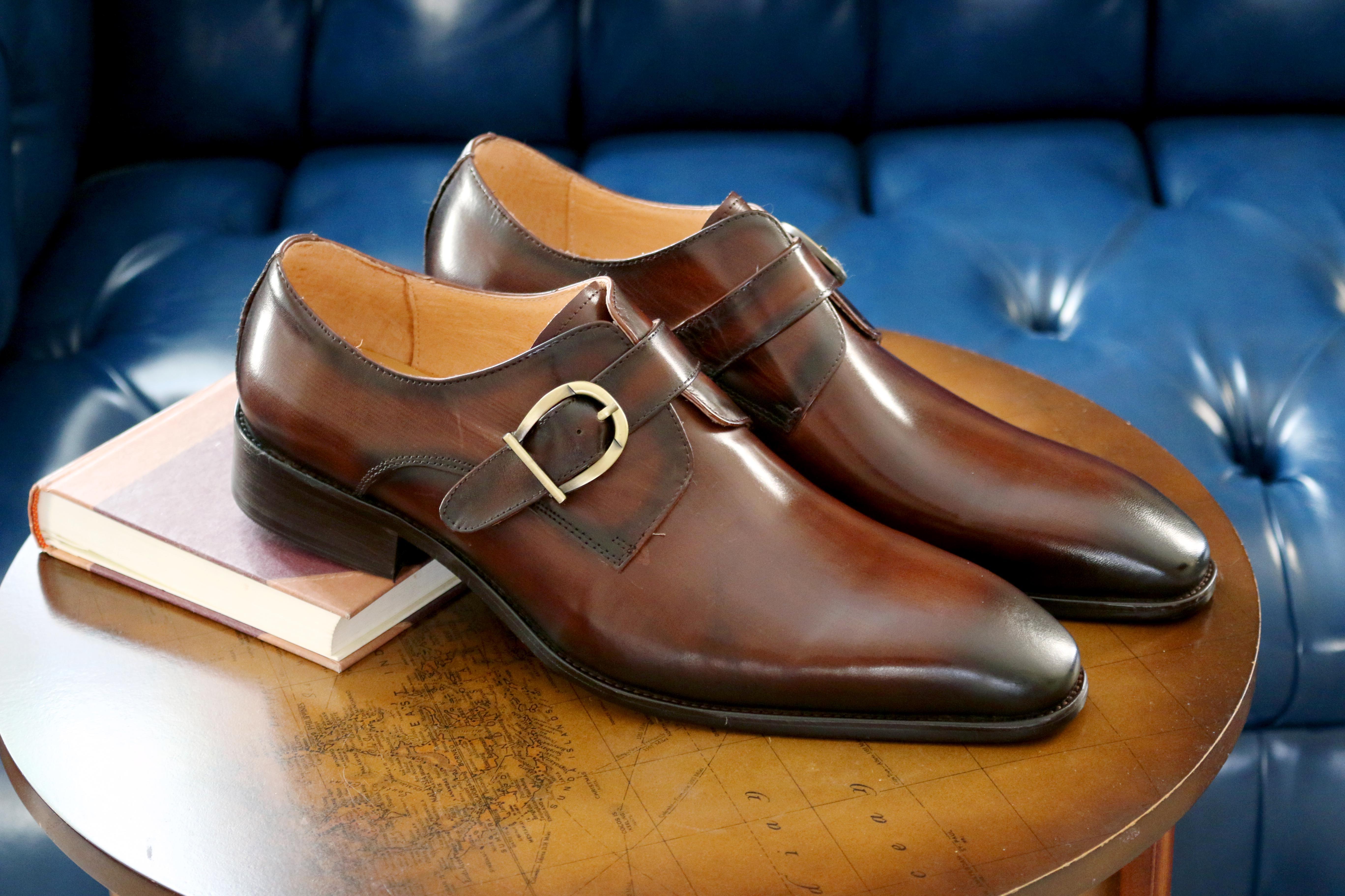 Carrucci Calfskin Monkstrap - Chestnut