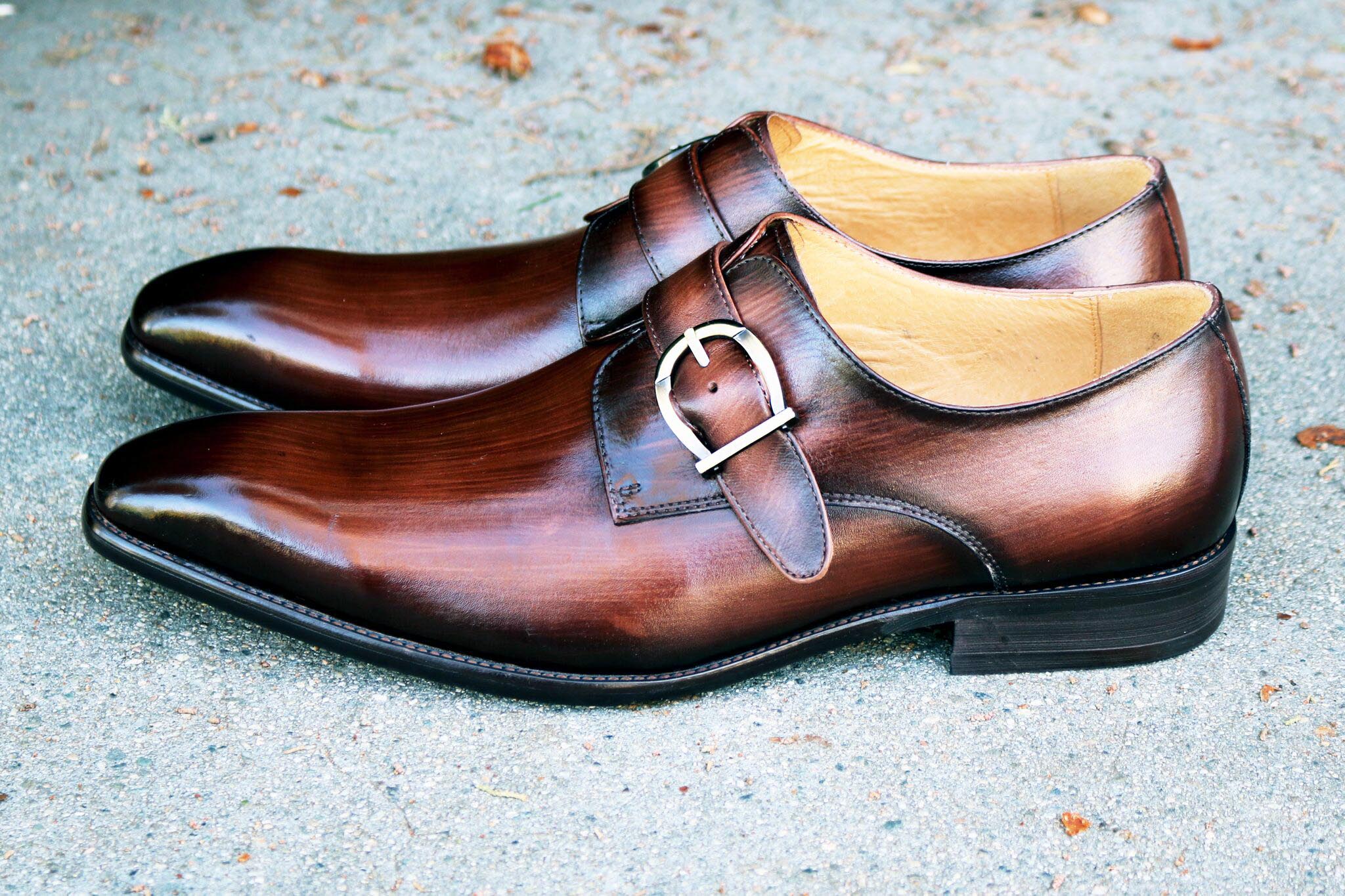Carrucci Calfskin Monkstrap - Chestnut