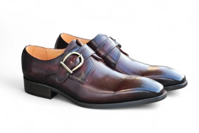 Carrucci Calfskin Monkstrap - Chestnut