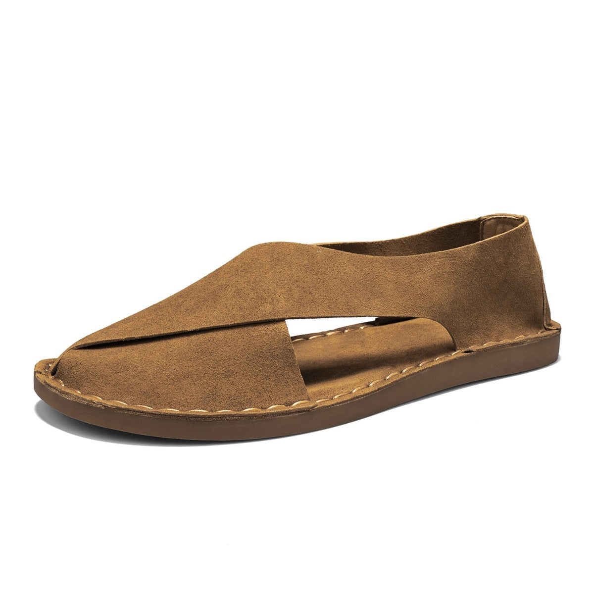 Plus-size Leather Slip-on Outdoor Casual Hollow-out Sandals