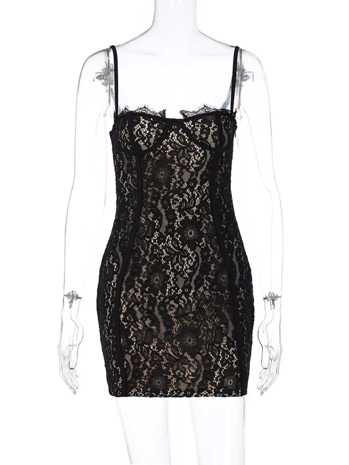Lace Spaghetti Strap Mini Dress