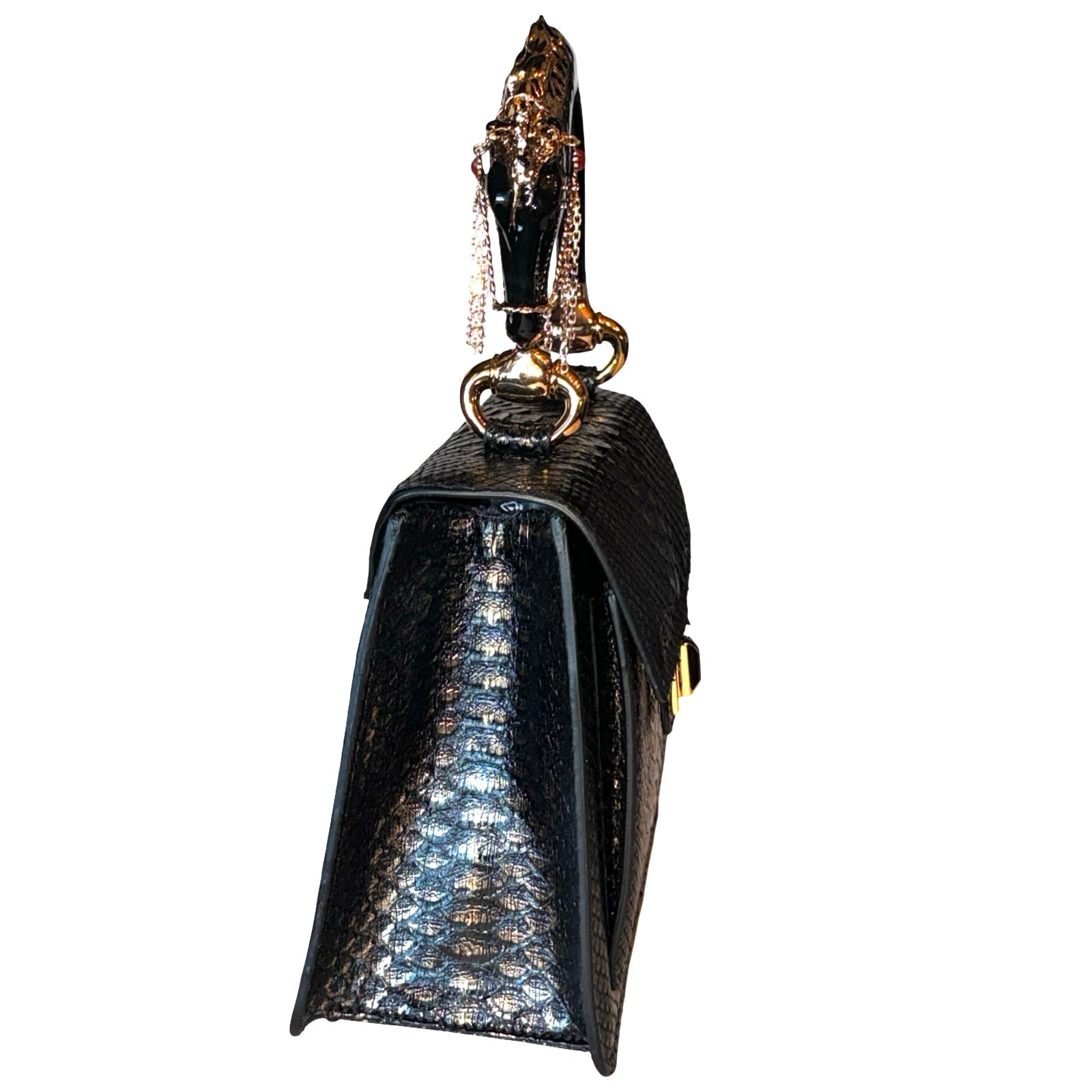 Noir d’Or Horse Handle Handbag
Authentic Black and Gold Python