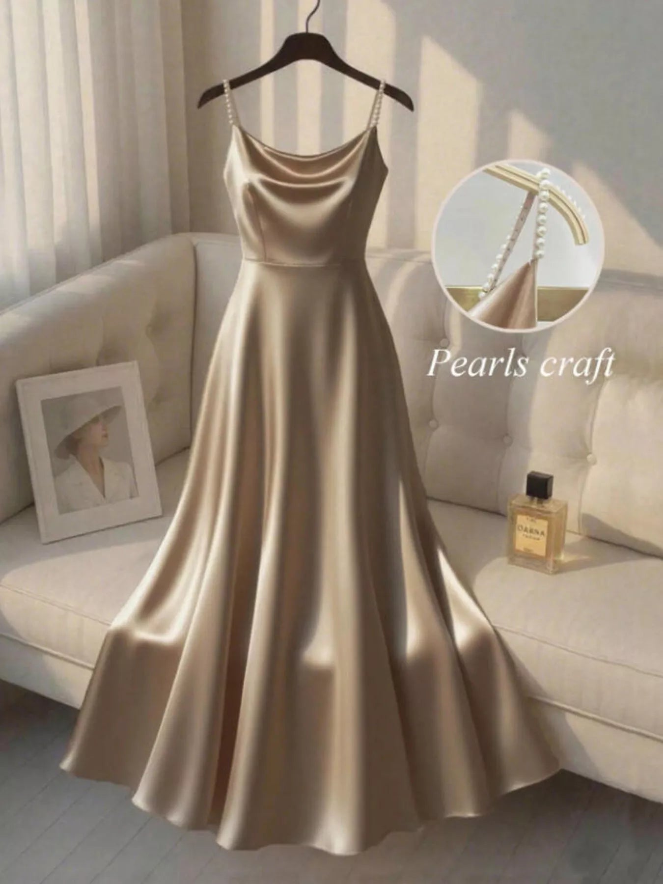 Pearl Strap Satin Cami Dress