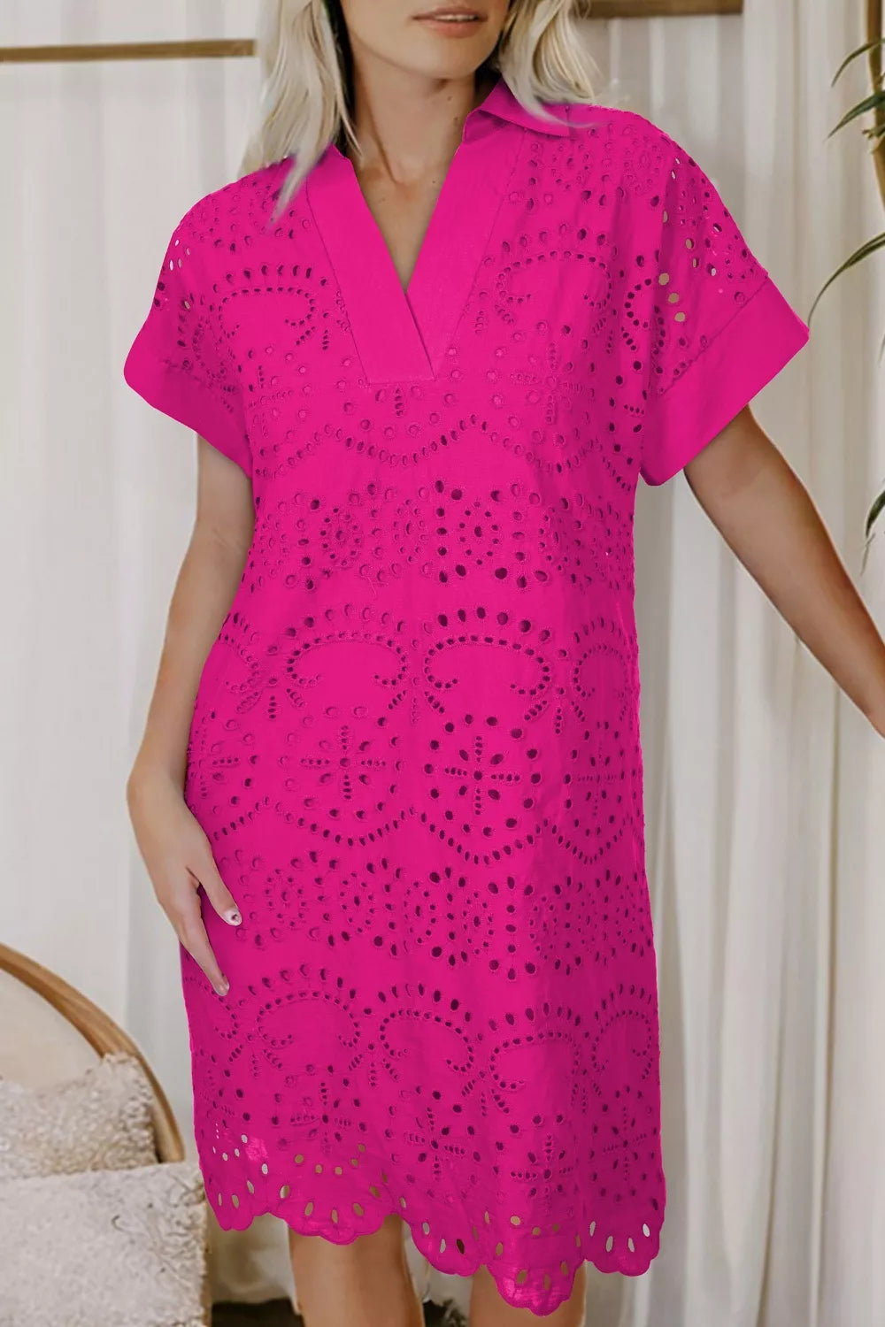 Eyelet Short Sleeve Dress