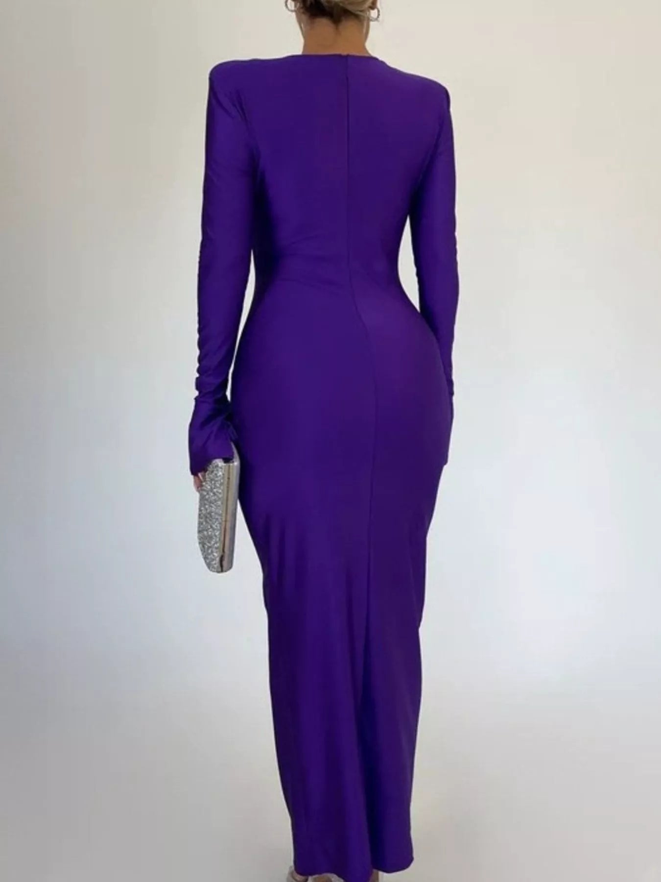 Ruched Long Sleeve Bodycon Maxi Dress