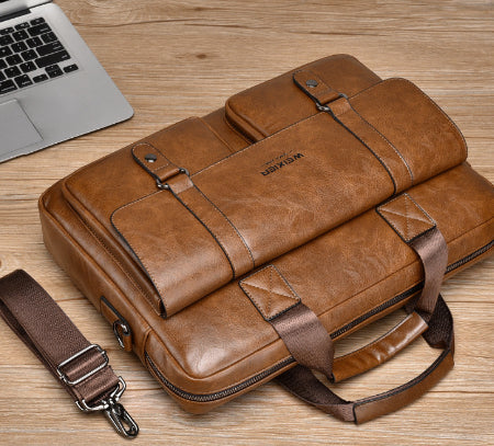 Men's Business Large-Capacity Shoulder Crossbody Briefcase | PU Leather Waterproof Bag