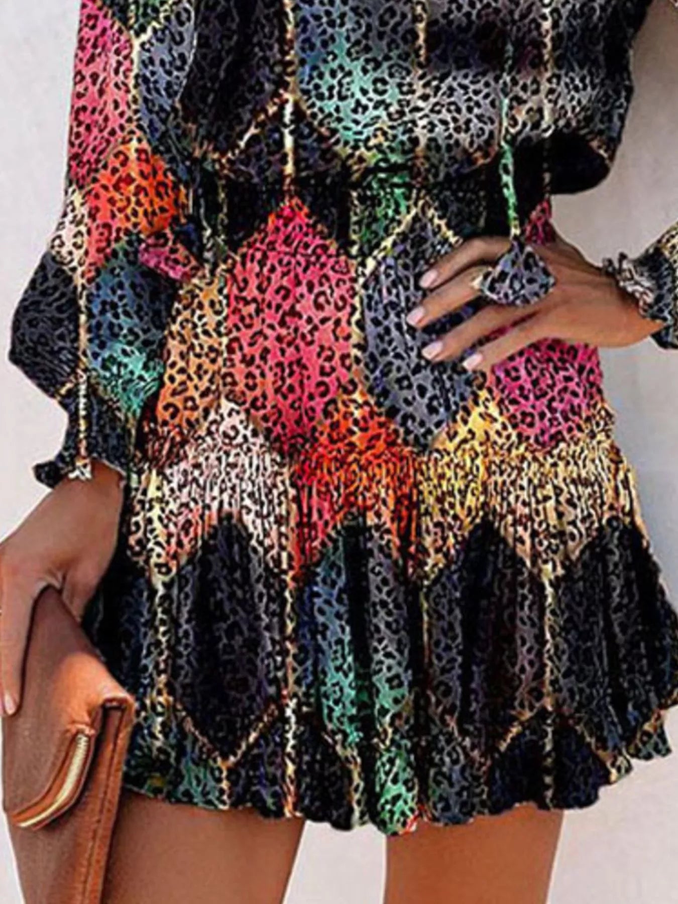 Tie Neck Lantern Sleeve Dress
