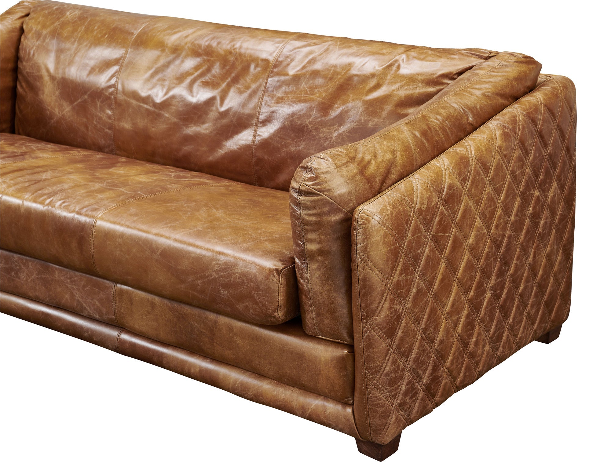 Waco Rustic Modern Sofa - Light Brown Leather