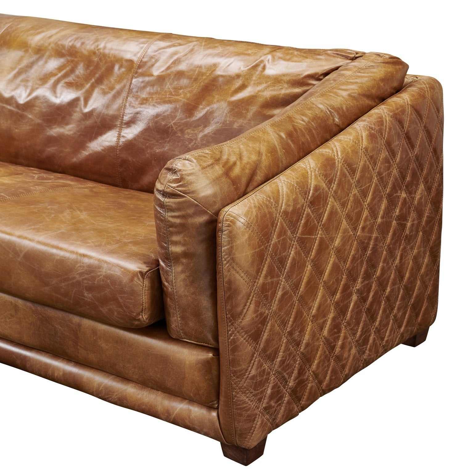 Waco Rustic Modern Love Seat - Light Brown Leather