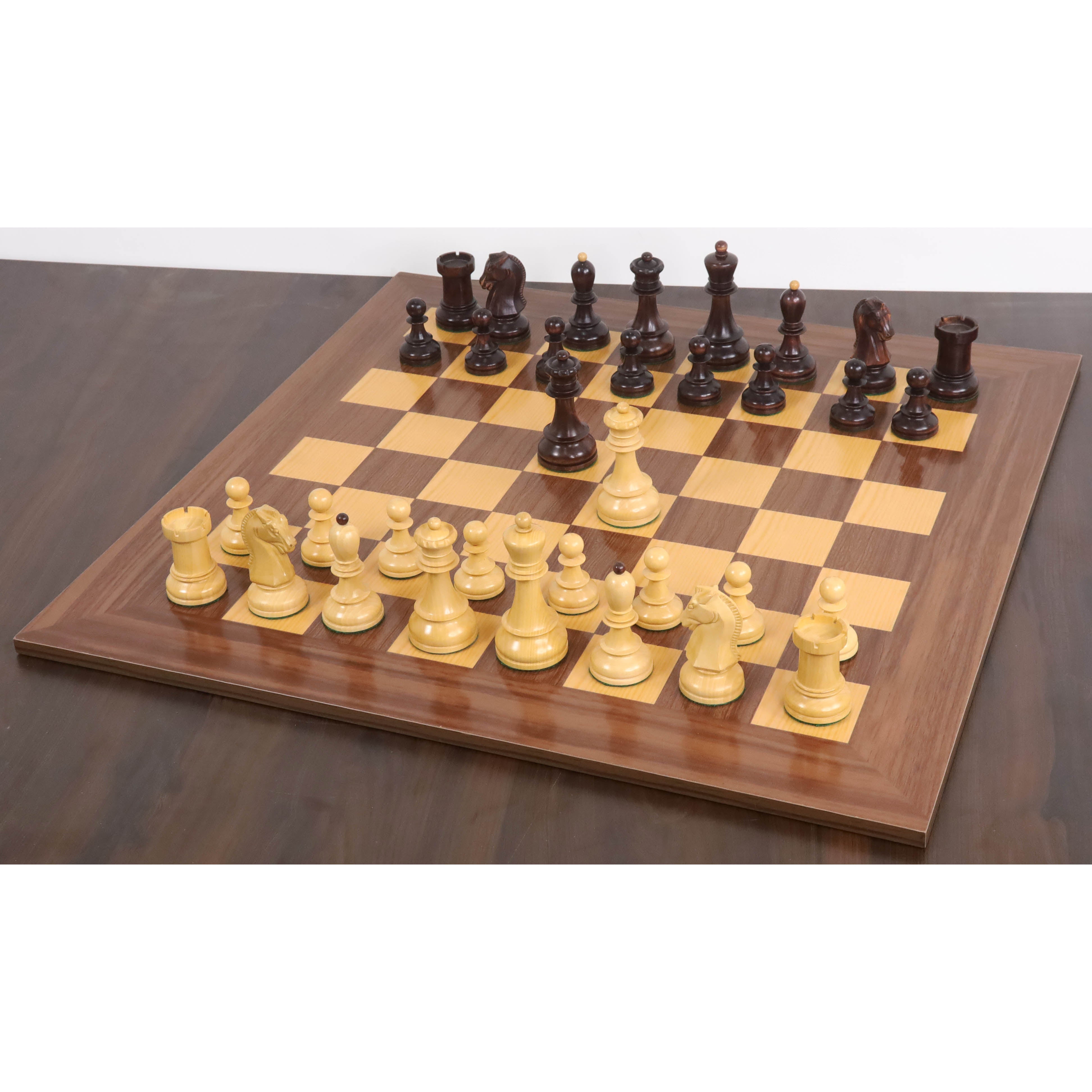 1950s' Fischer Dubrovnik Chess Set- Chess Pieces Only - Mahogany Stained & Boxwood - 3.8" King